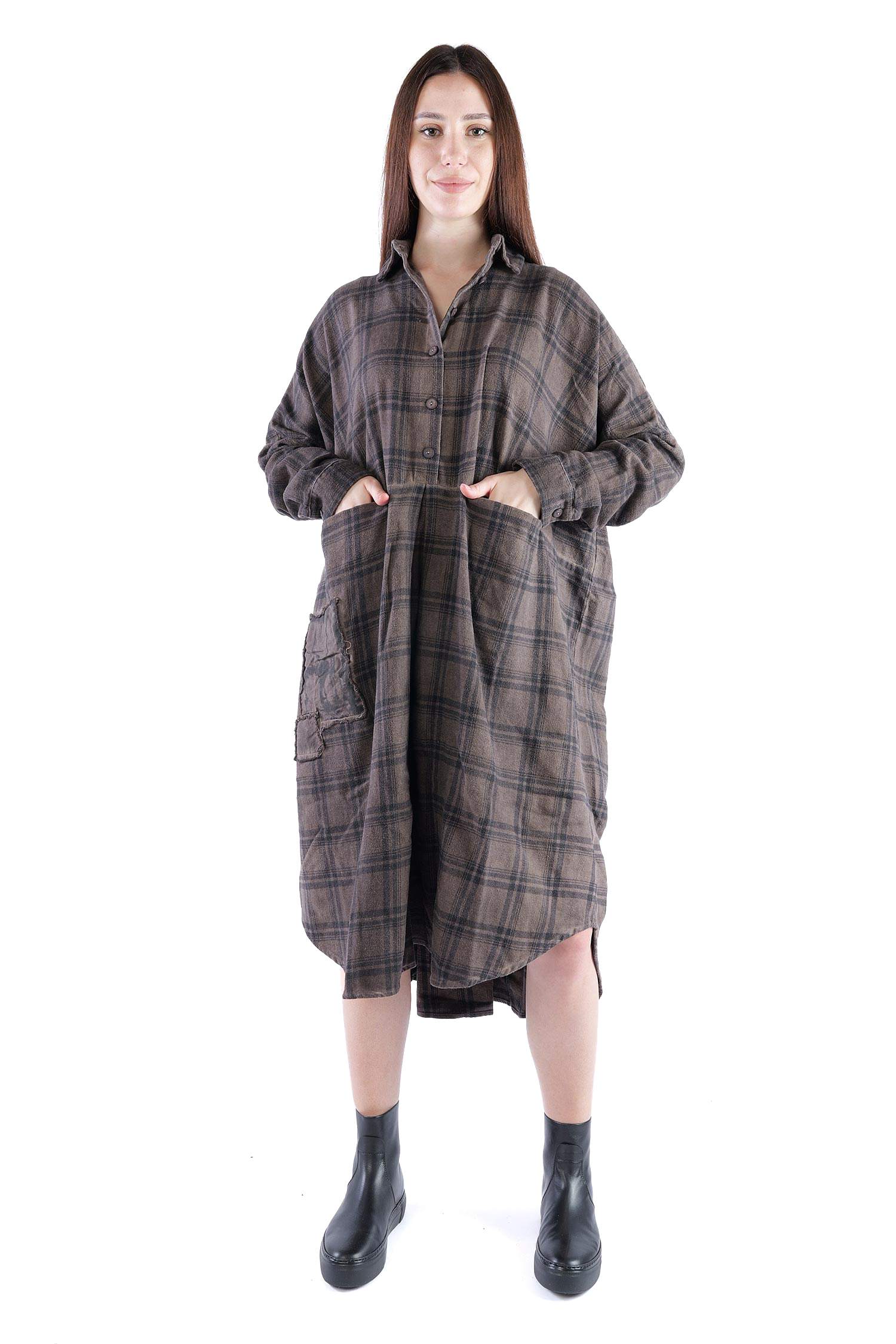 Flanell-Tunika - Truffle old dye check - Fight
