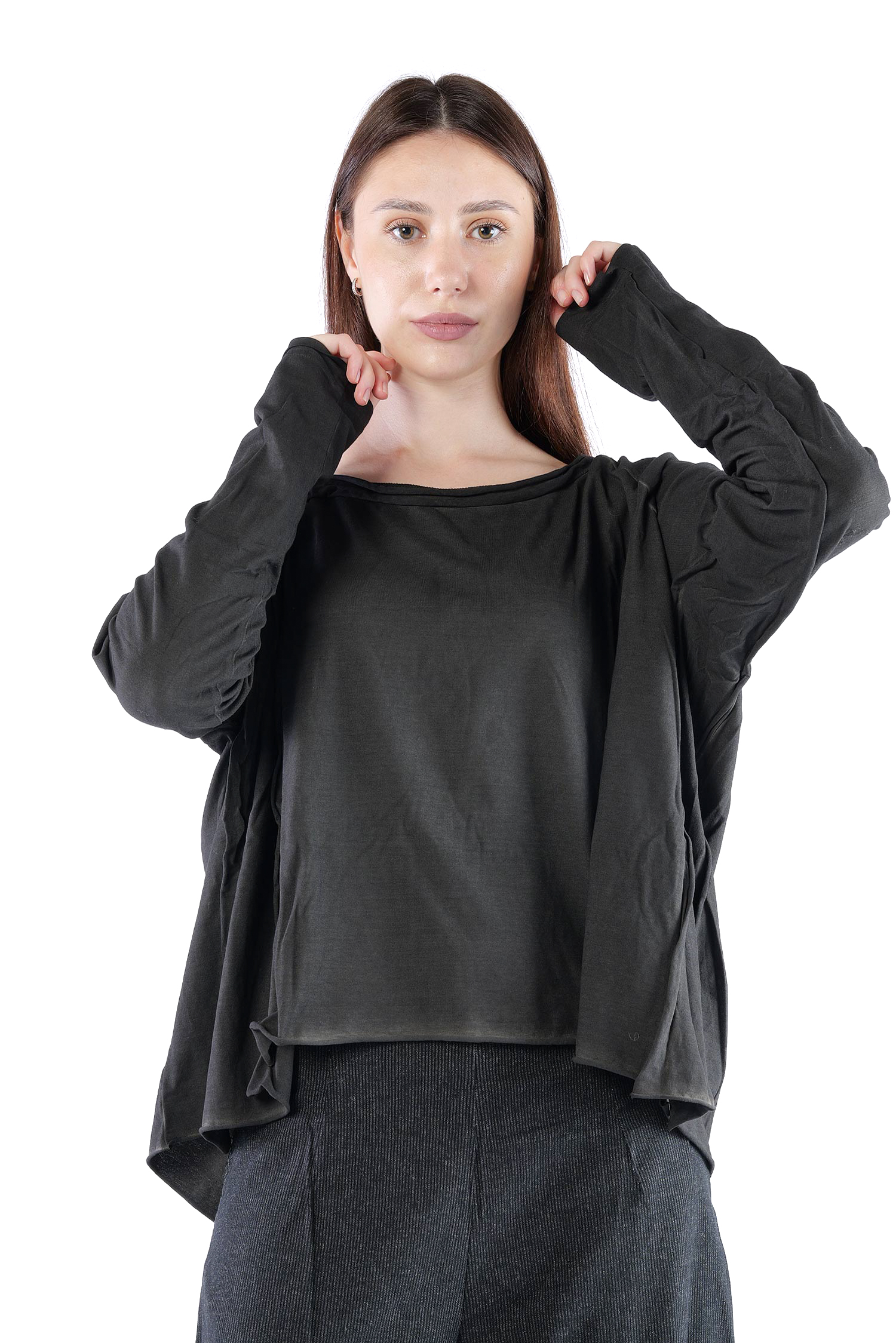 Oversize Jerseypullover - Black cloud - 2262560506