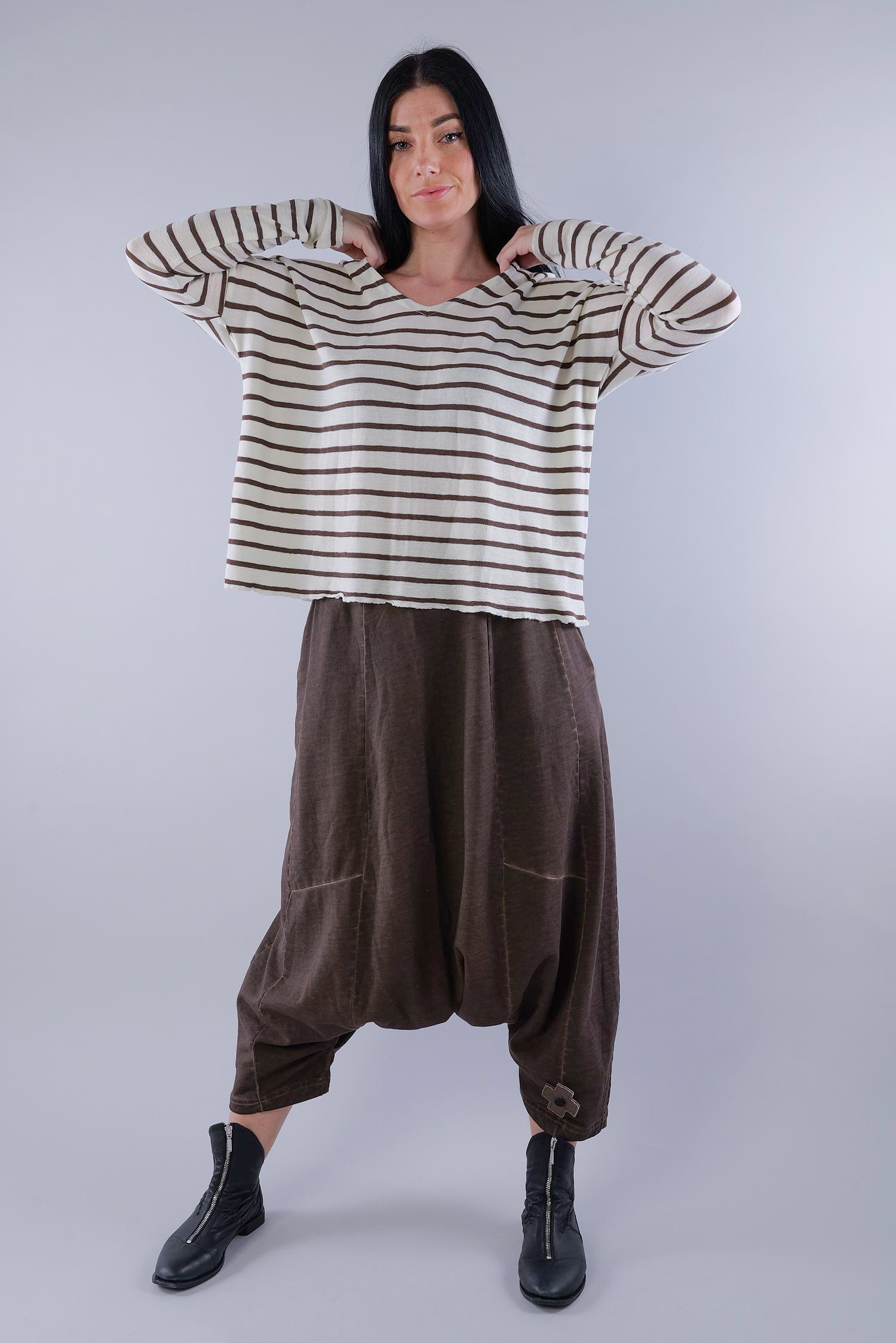 Merino longsleeve - White/chestnut - 4027