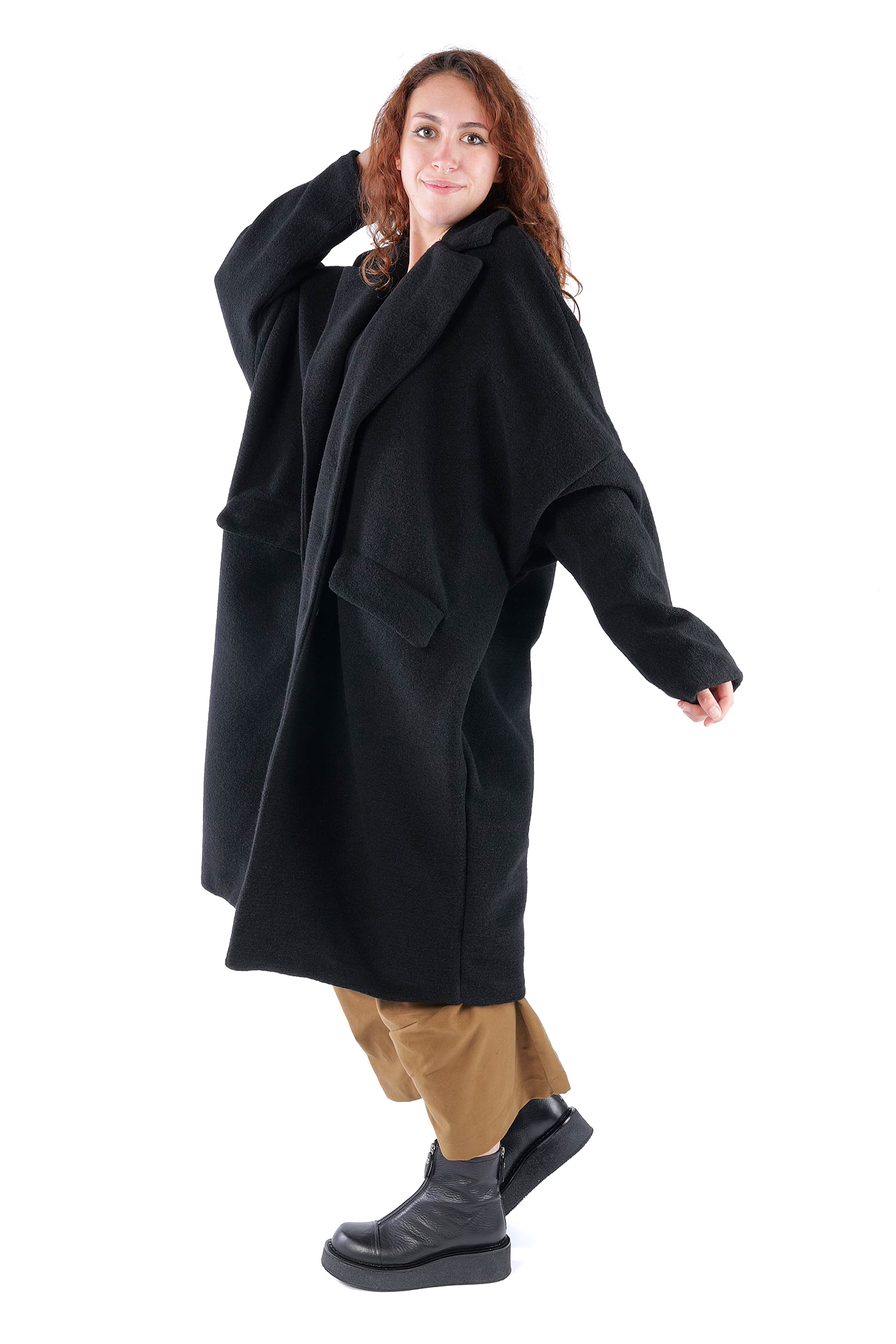 Oversize Wintermantel - Schwarz - S491
