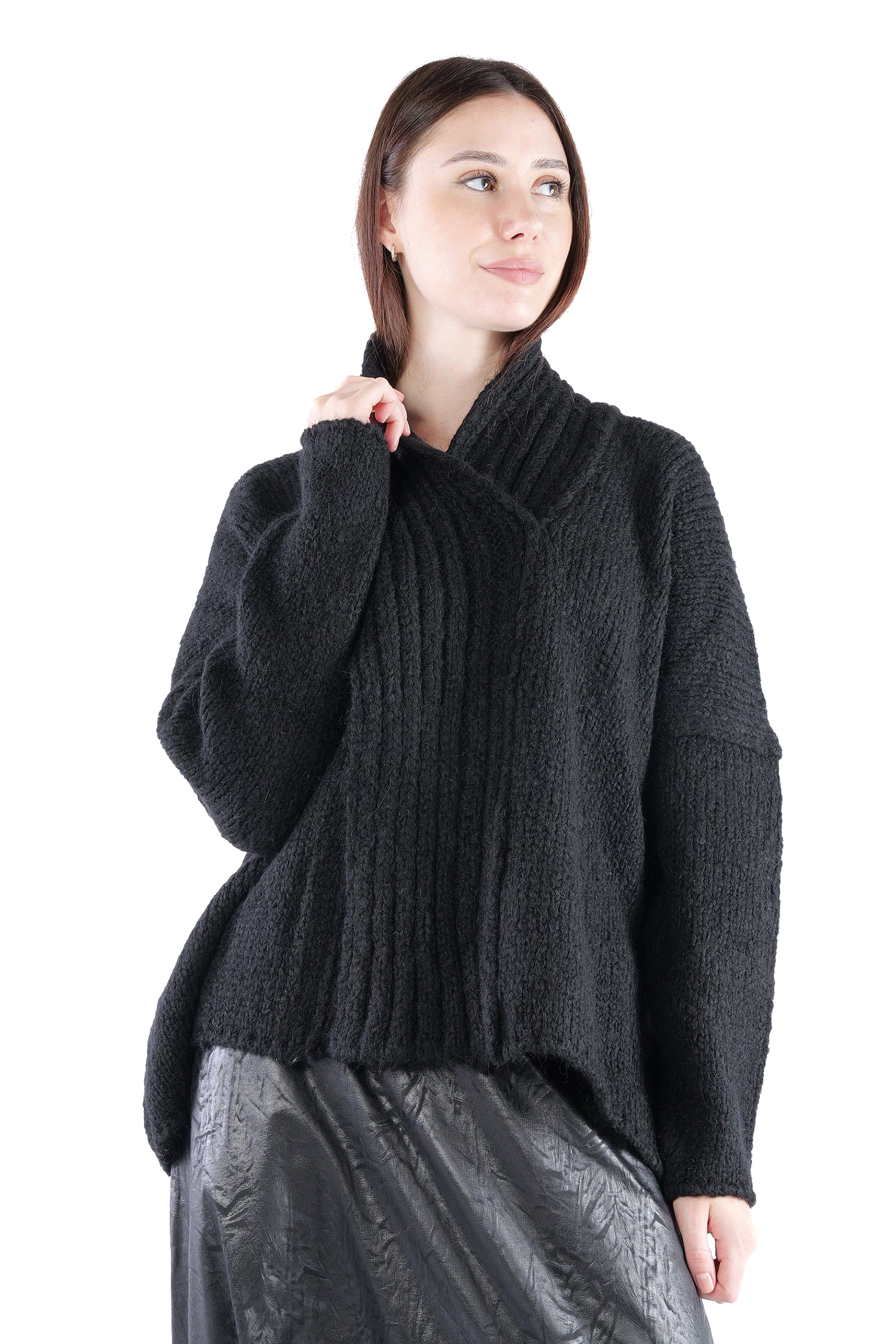 Dicker Strickpullover - Schwarz - Shawla