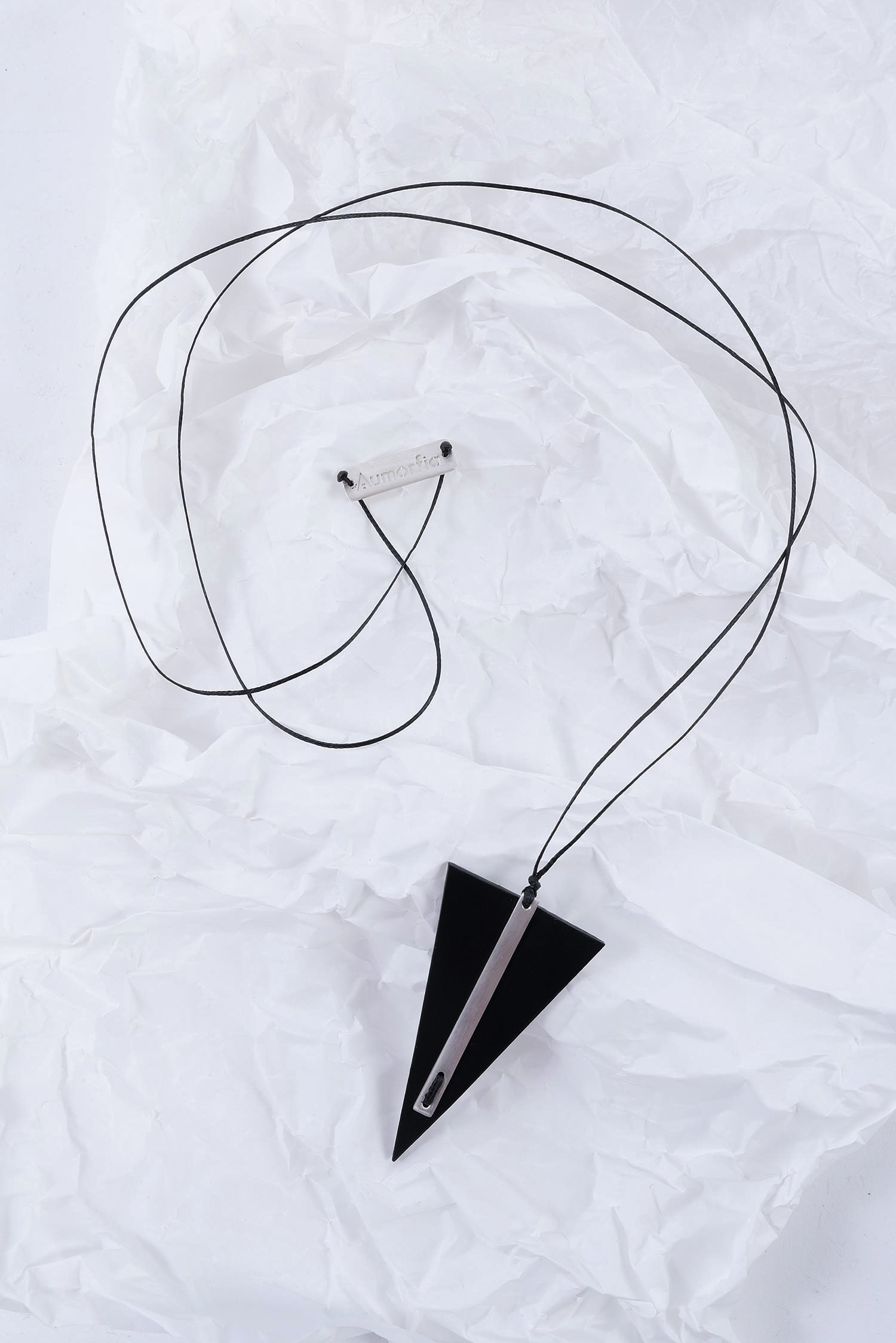 Dreiecks-Halskette - Bar_Trngl_Mono Pendant - Schwarz / Silber