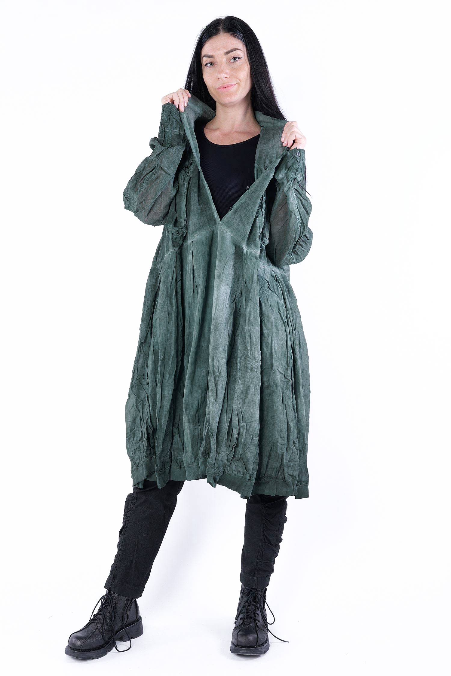 Ruffled dress - Pine cloud - 2252580904