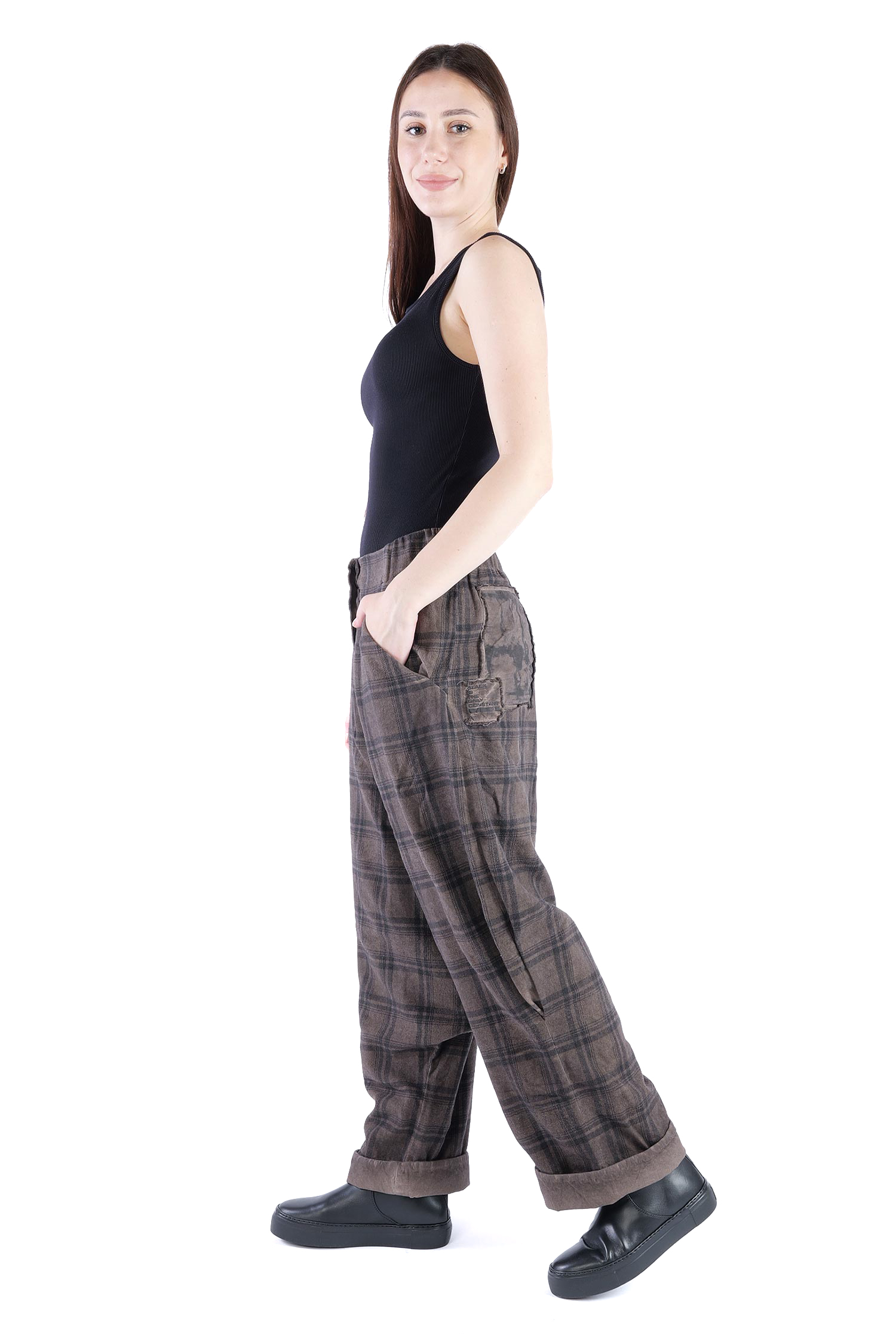 Flanell Hose - Truffle old dye check - Glano