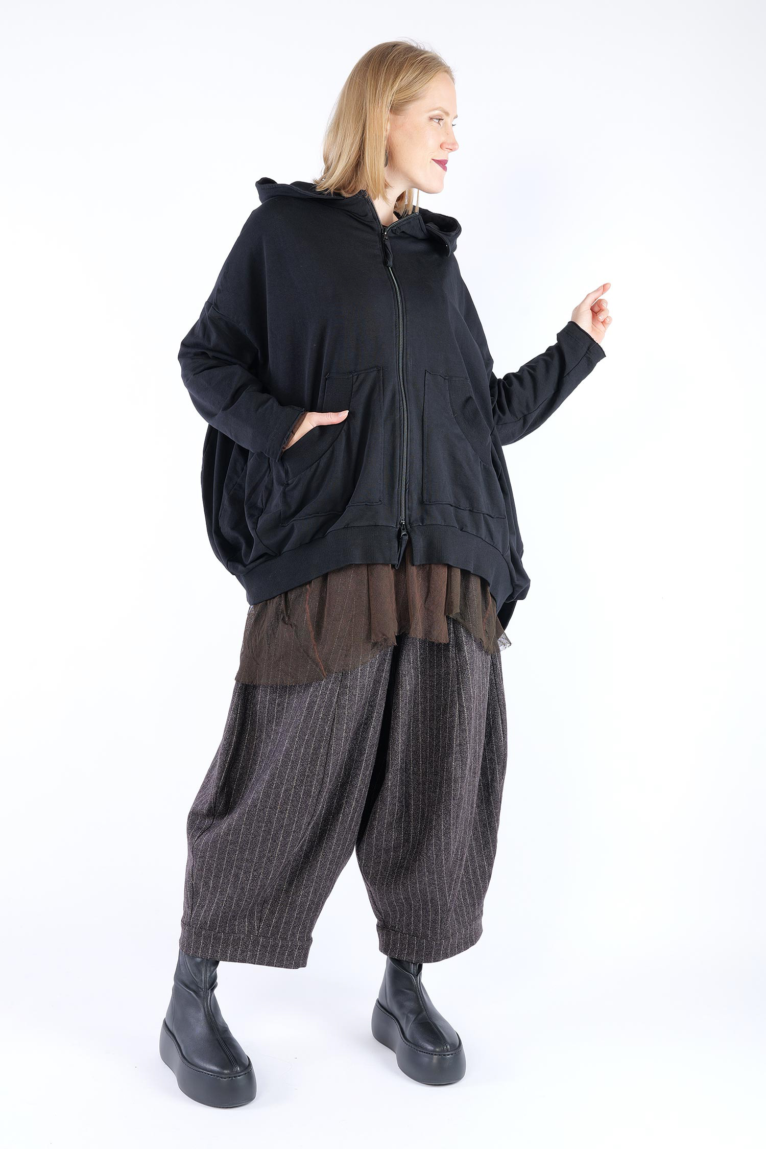 Oversize Sweatjacke - Schwarz - 2263251102