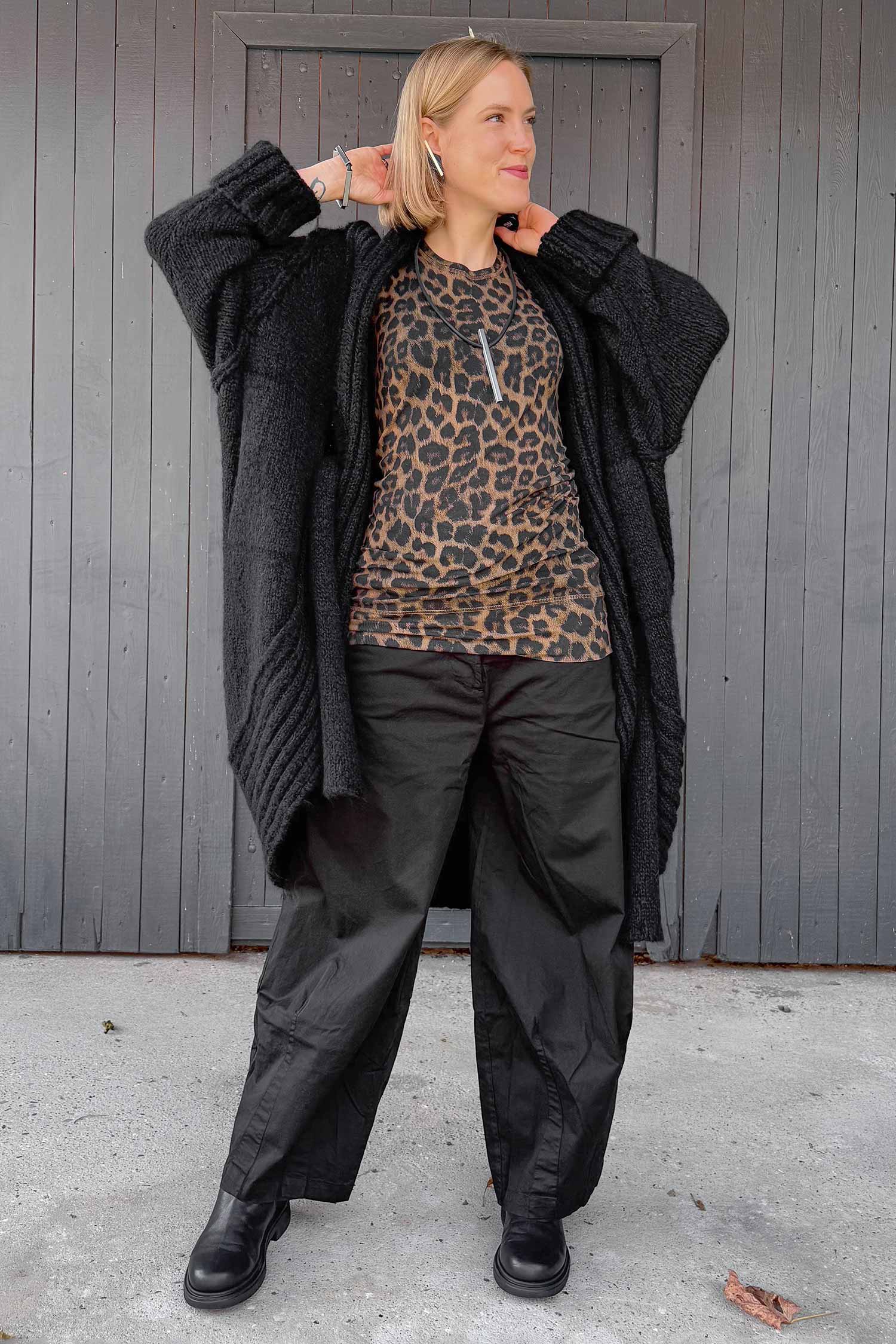 Oversize Cardigan - Schwarz - Serpent