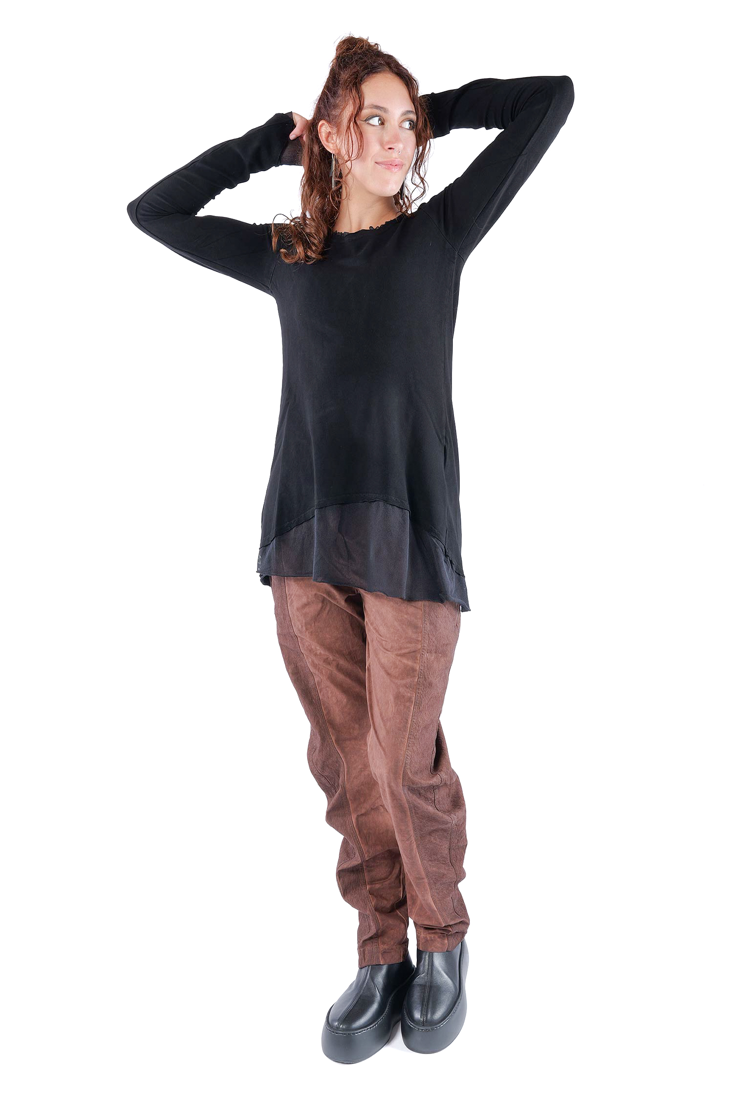 Longsleeve mit Tüll - Schwarz - 2263510501