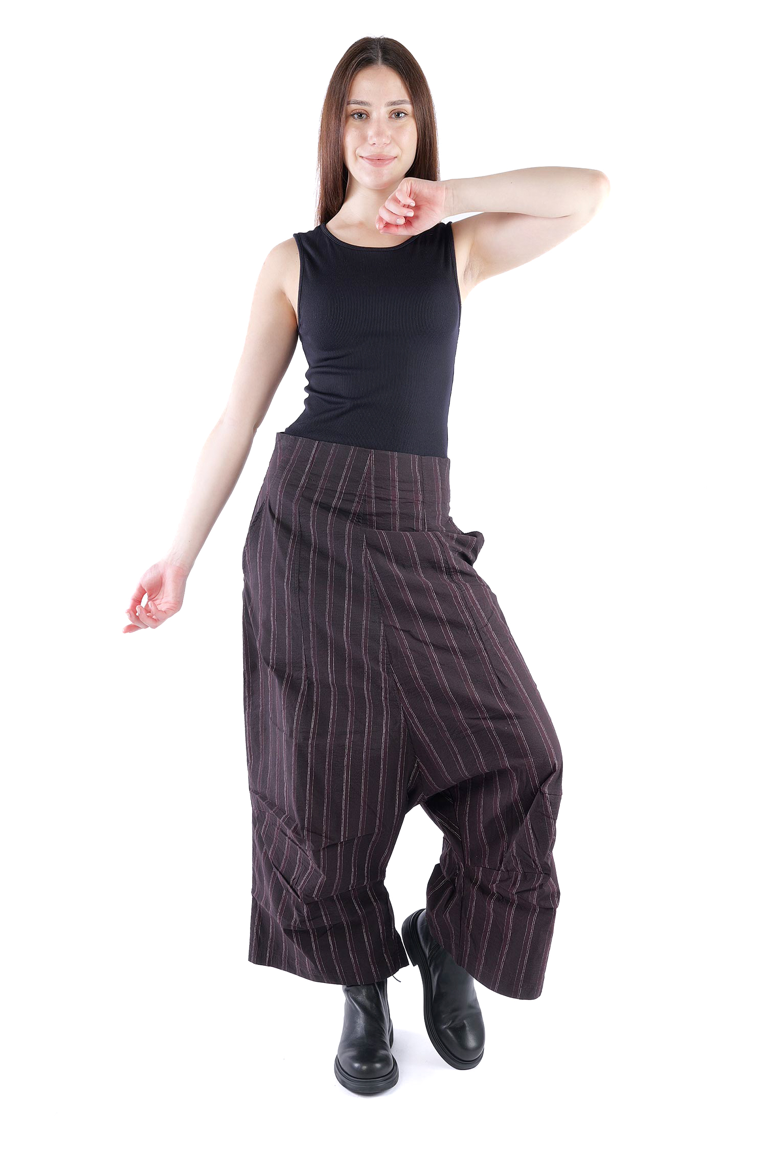 Weite Stretchhose - Purple cloud stripe - 2261240104