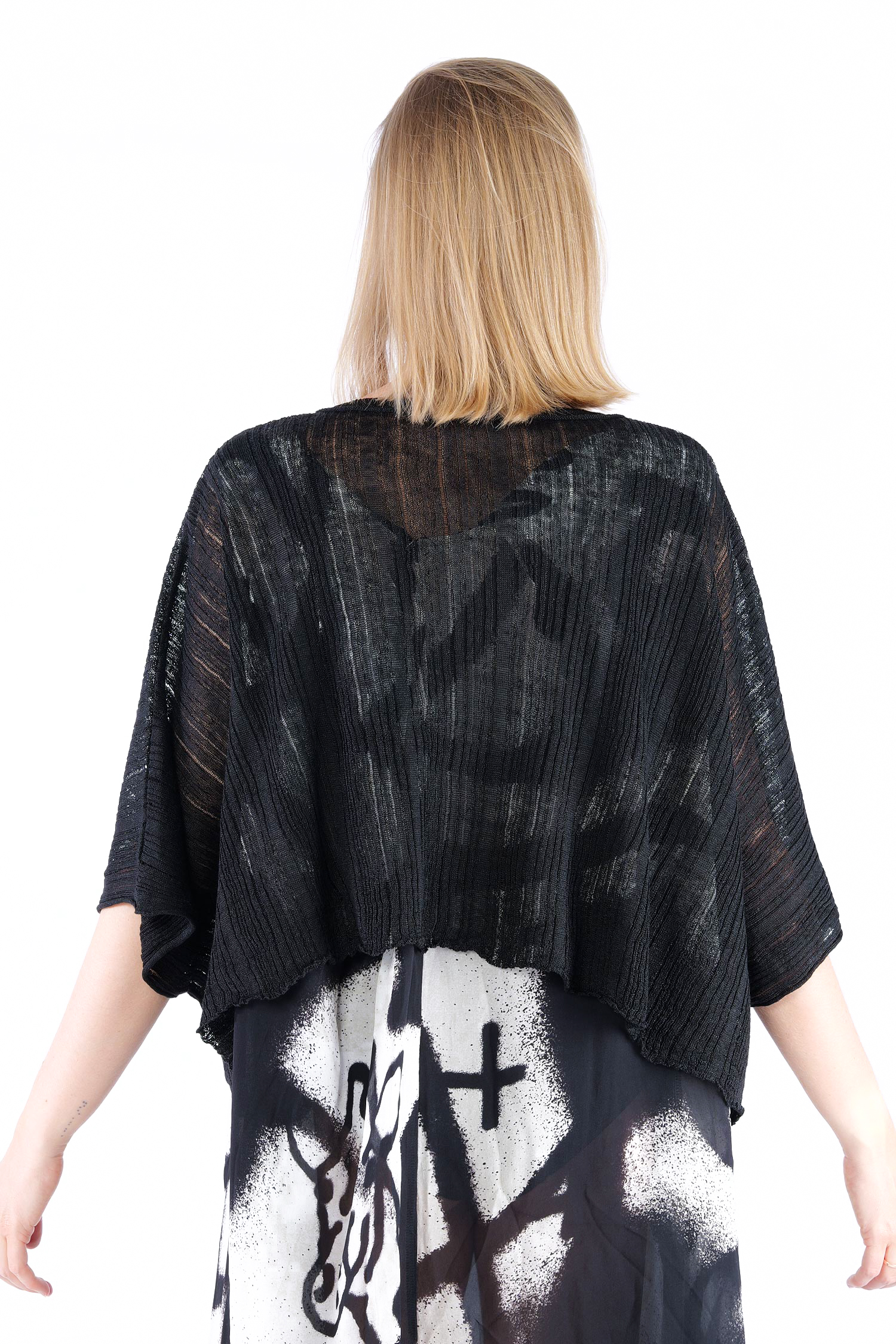Leinen Strickpullover - Schwarz - Flaxa