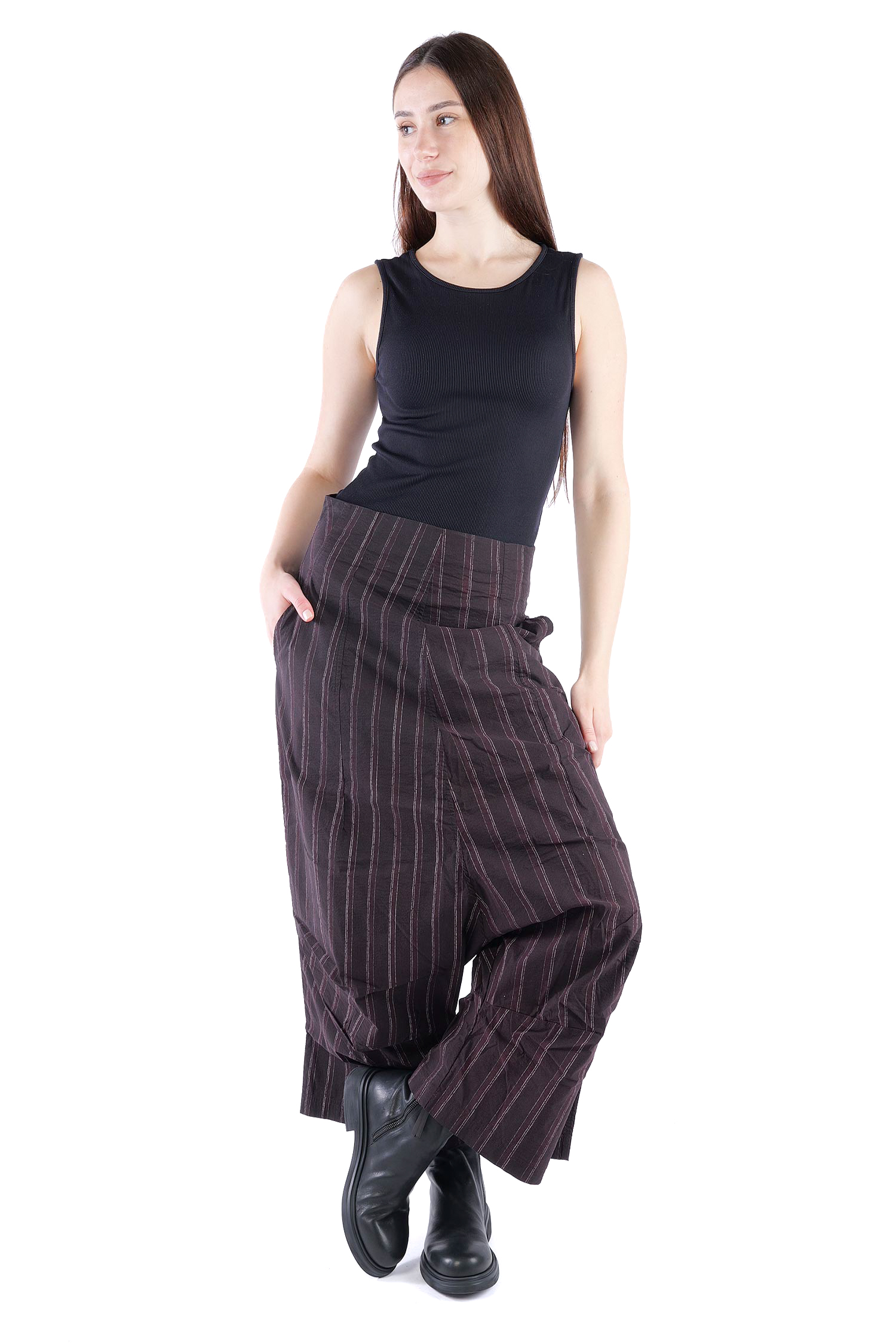 Weite Stretchhose - Purple cloud stripe - 2261240104