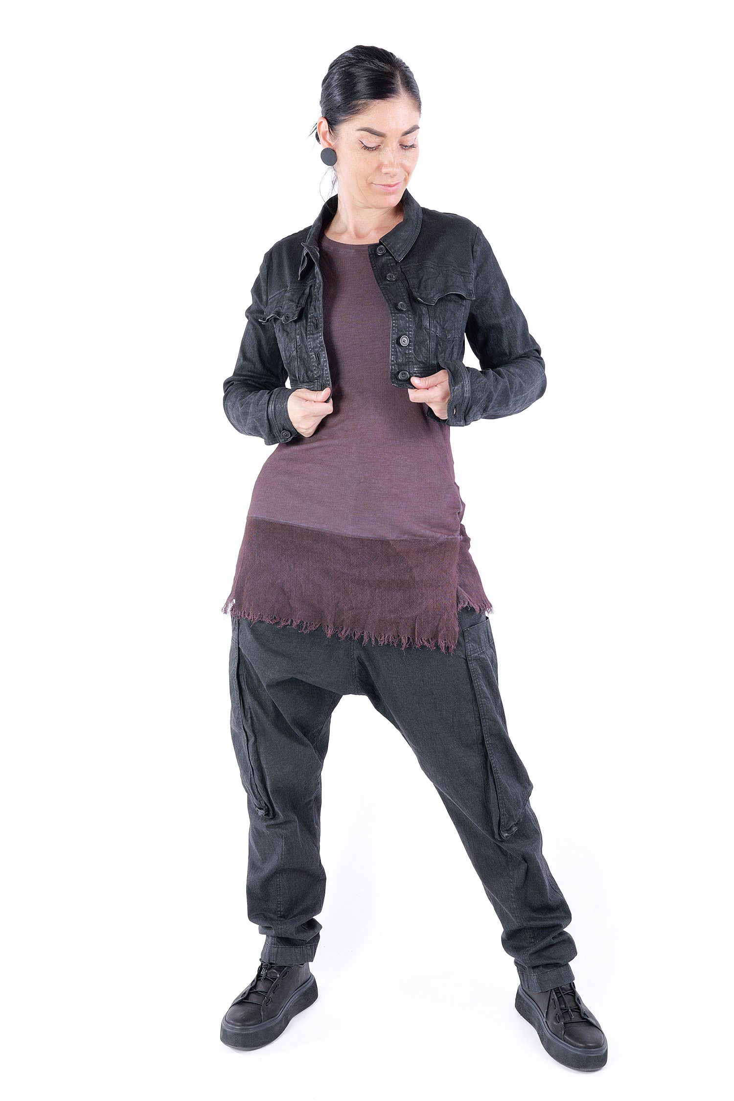 Kurze Jeansjacke - Black gloss - 2251031104