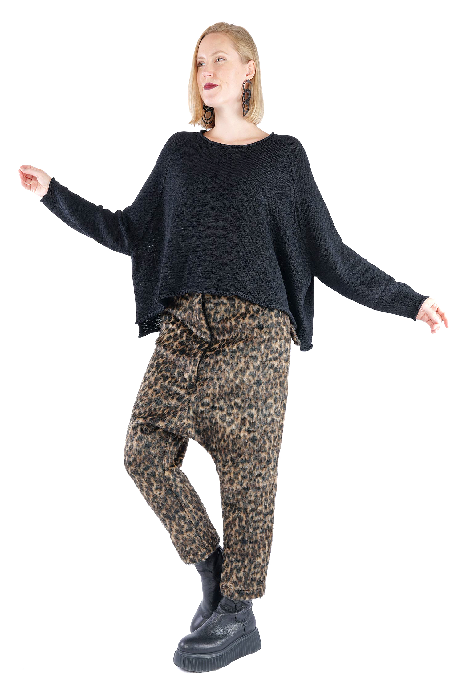 Oversized knitted pullover - Black - 2263720713
