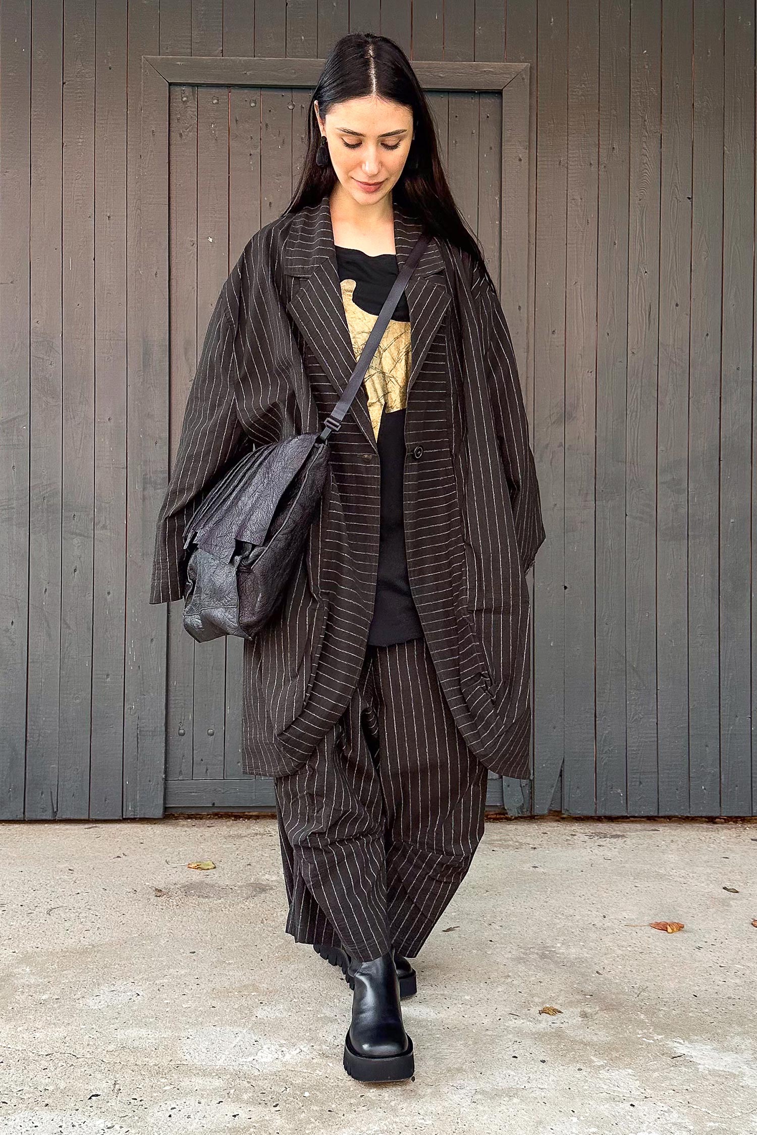 Oversized stretch coat - Umbra cloud stripe - 2261241210