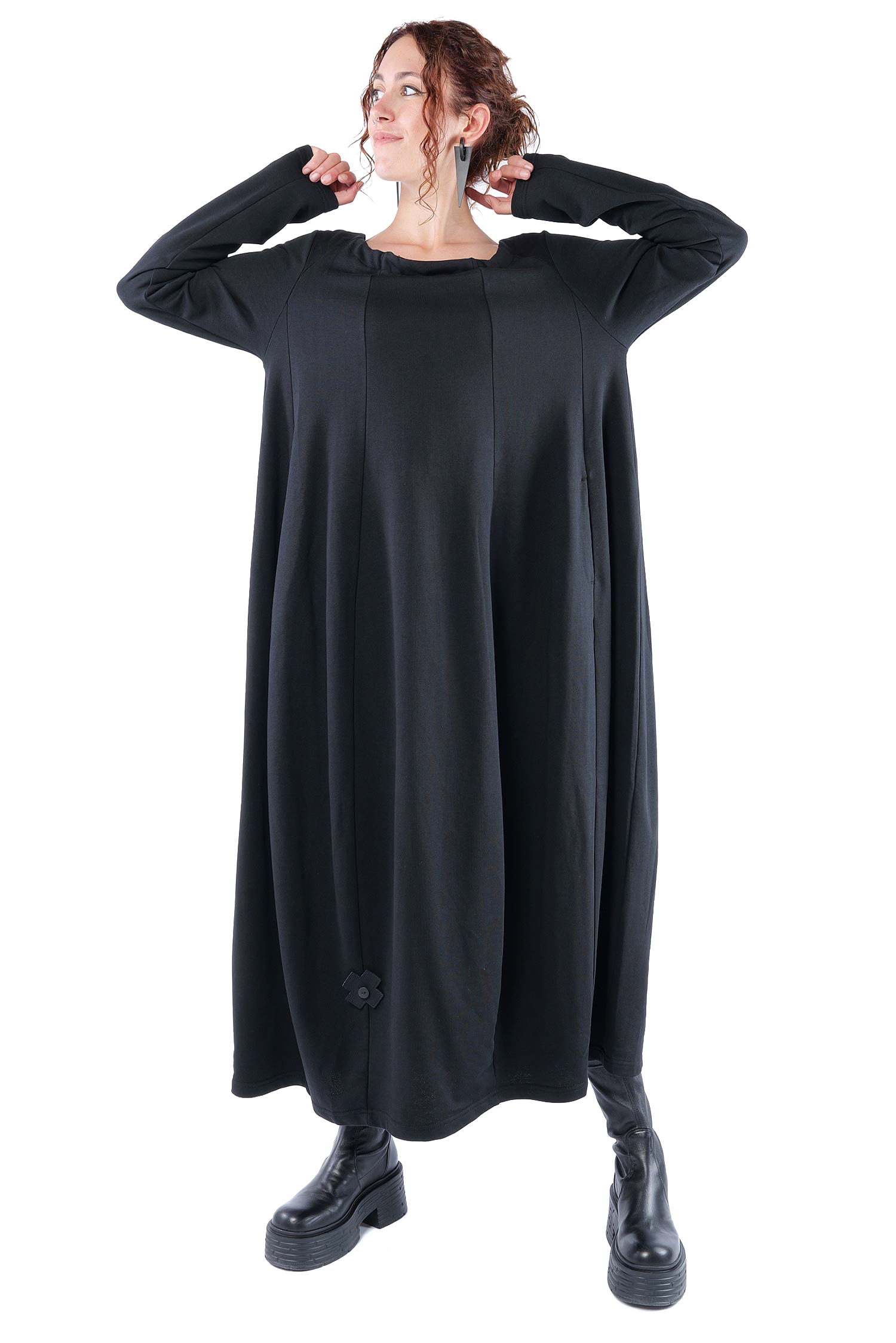 Tulpiges Sweatkleid - Schwarz - 1161