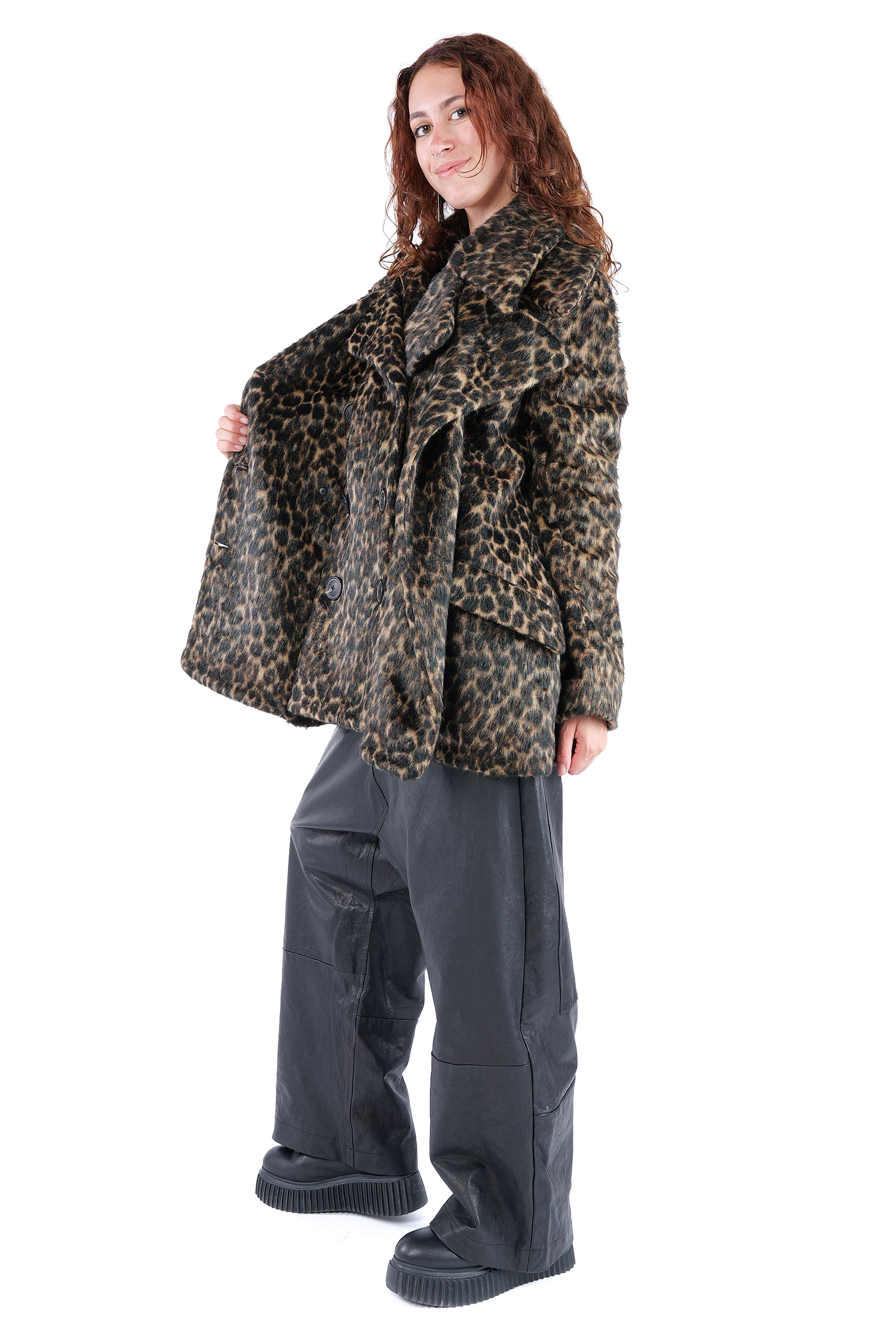 Oversized leopard fur jacket - Leo jacquard - 2261191102