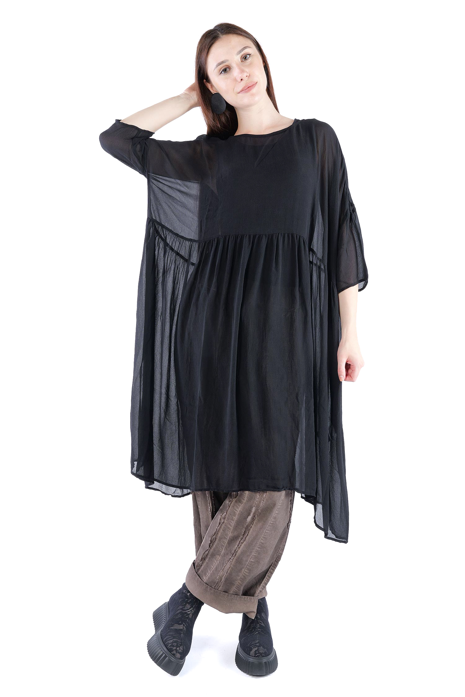 Oversize Seidenkleid - Schwarz - Meinsein