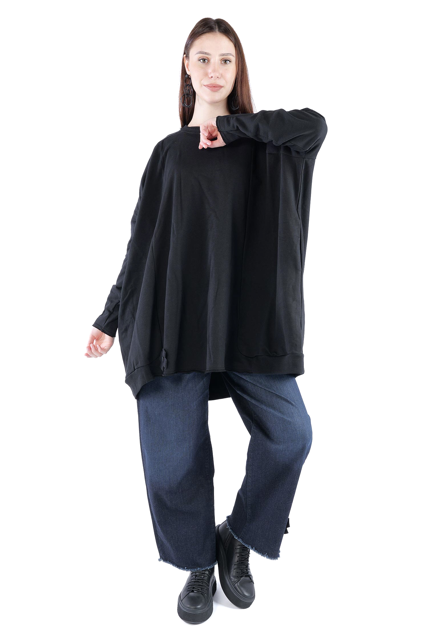 Oversize Sweatpullover - Schwarz - 2139