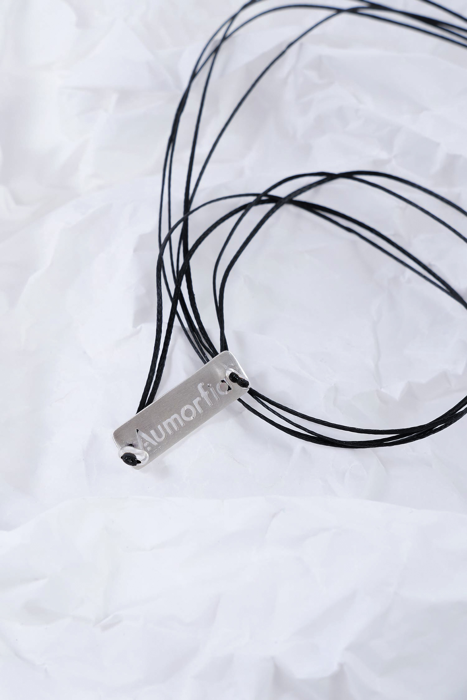 Rectangle necklace - Bar_ S_Mono Pendant - Black / Silver