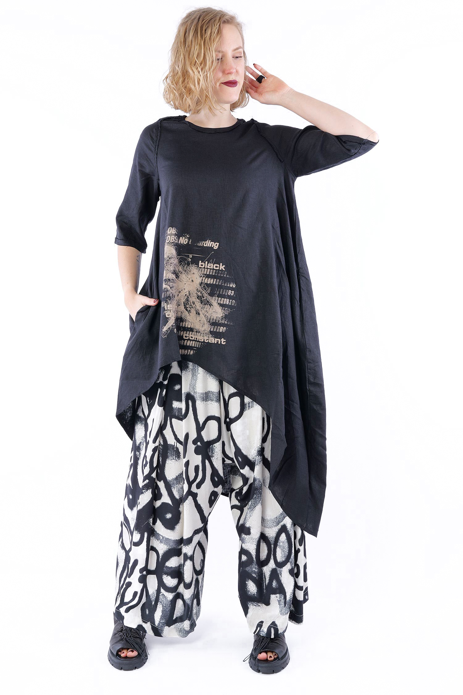 Tunika mit Print - Schwarz - Vashka