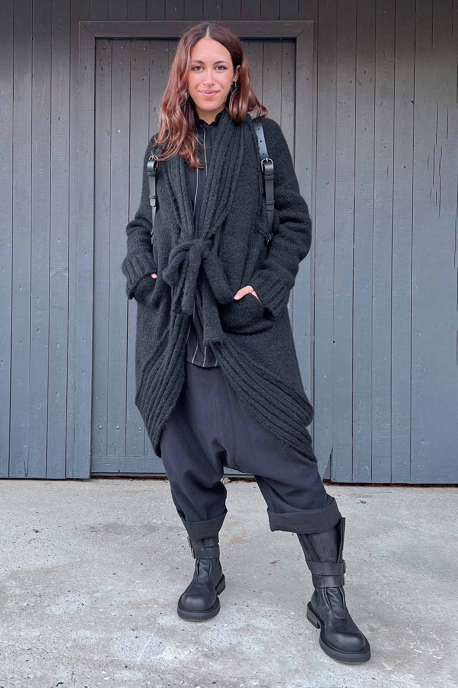 Oversize Cardigan - Schwarz - Serpent