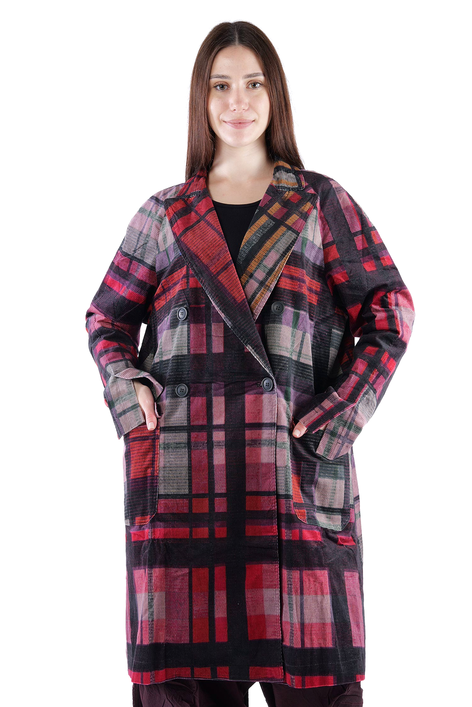 Babycord coat - Check multicolor - 2263231202