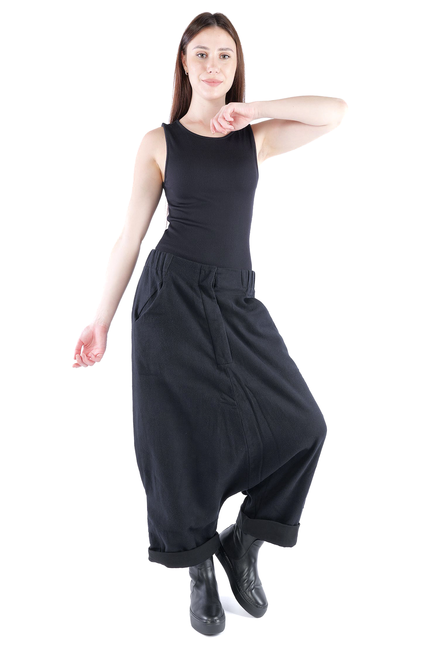 Flanell-Hose - Schwarz - Glano