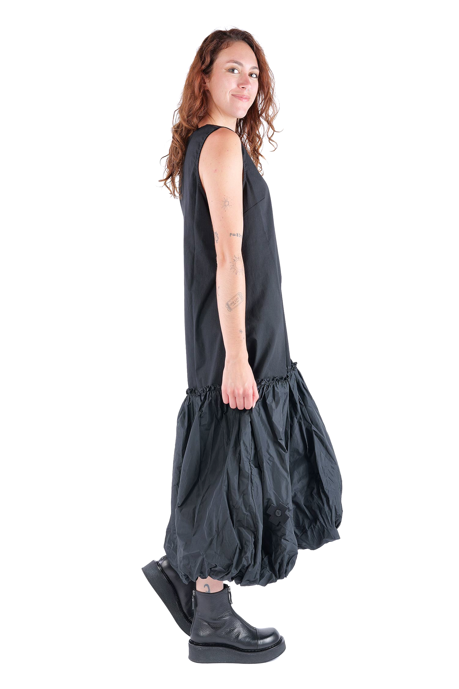 Gerüschtes Kleid - Schwarz - 1124