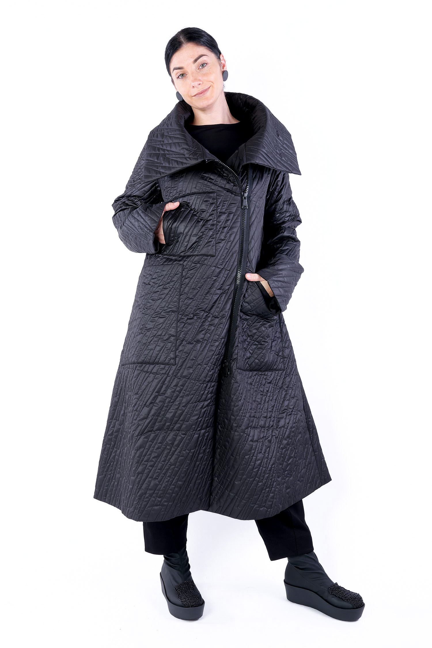 A-Linie Wintermantel - Schwarz - W25-16