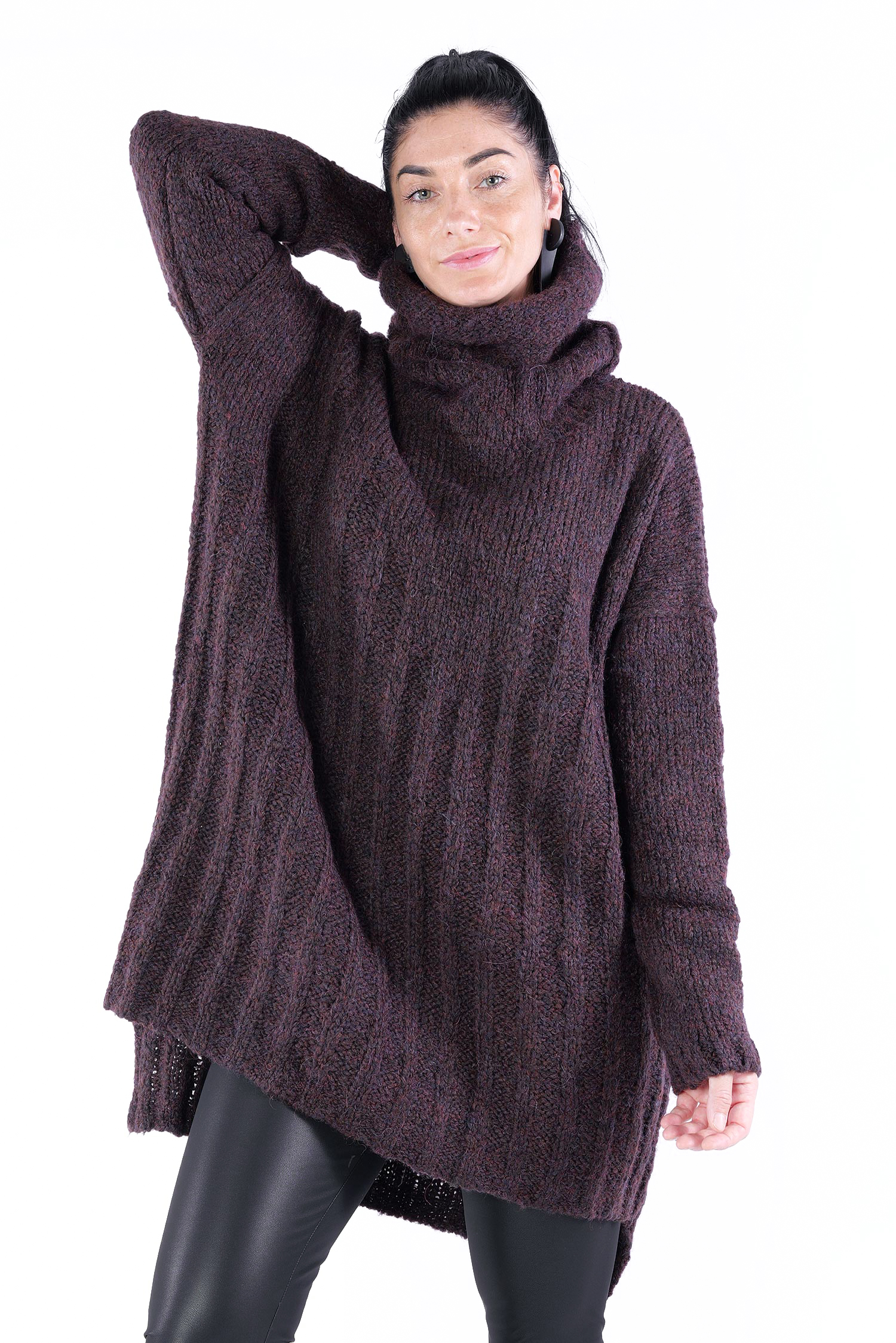 Grobstrick Tunika - Smoke burgundy - Erynia