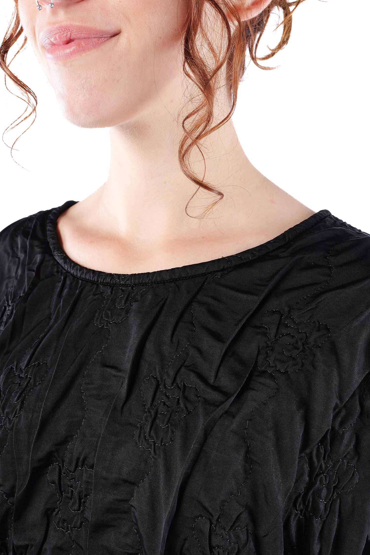 Oversize Stepppullover - Schwarz - Innenlaut
