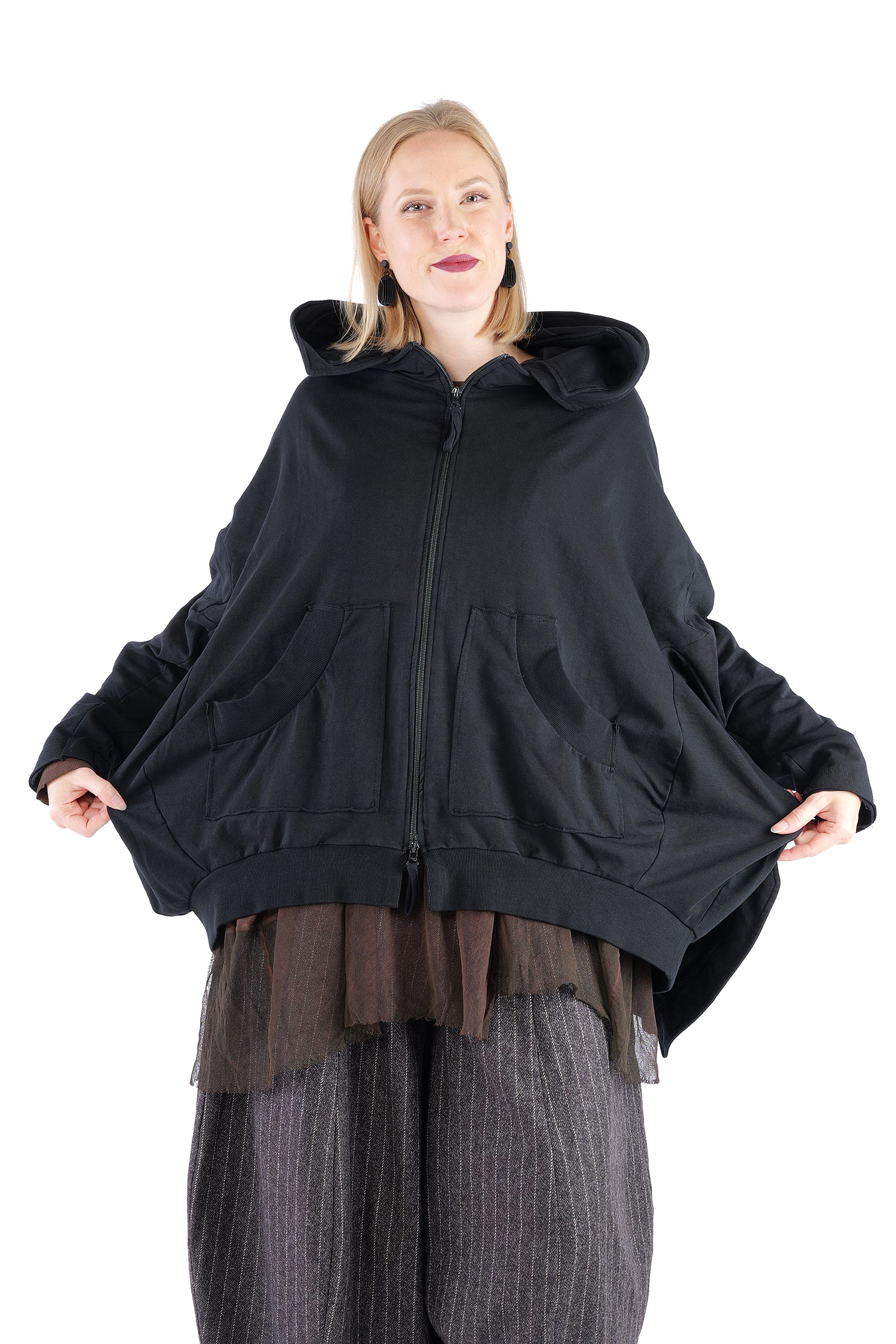 Oversize Sweatjacke - Schwarz - 2263251102