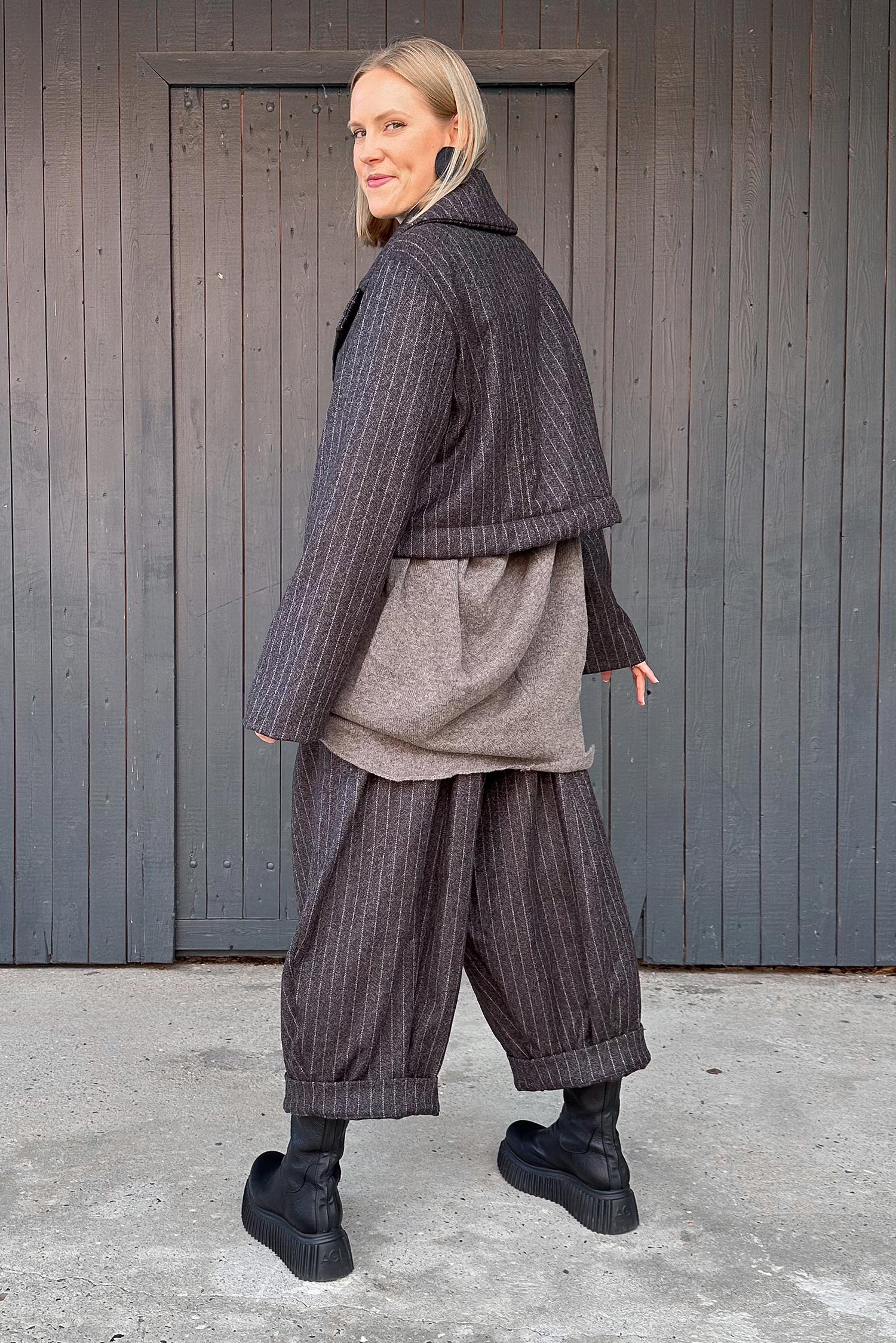 2-in-1 winter coat - Truffle striped woven/chocolate - Formers