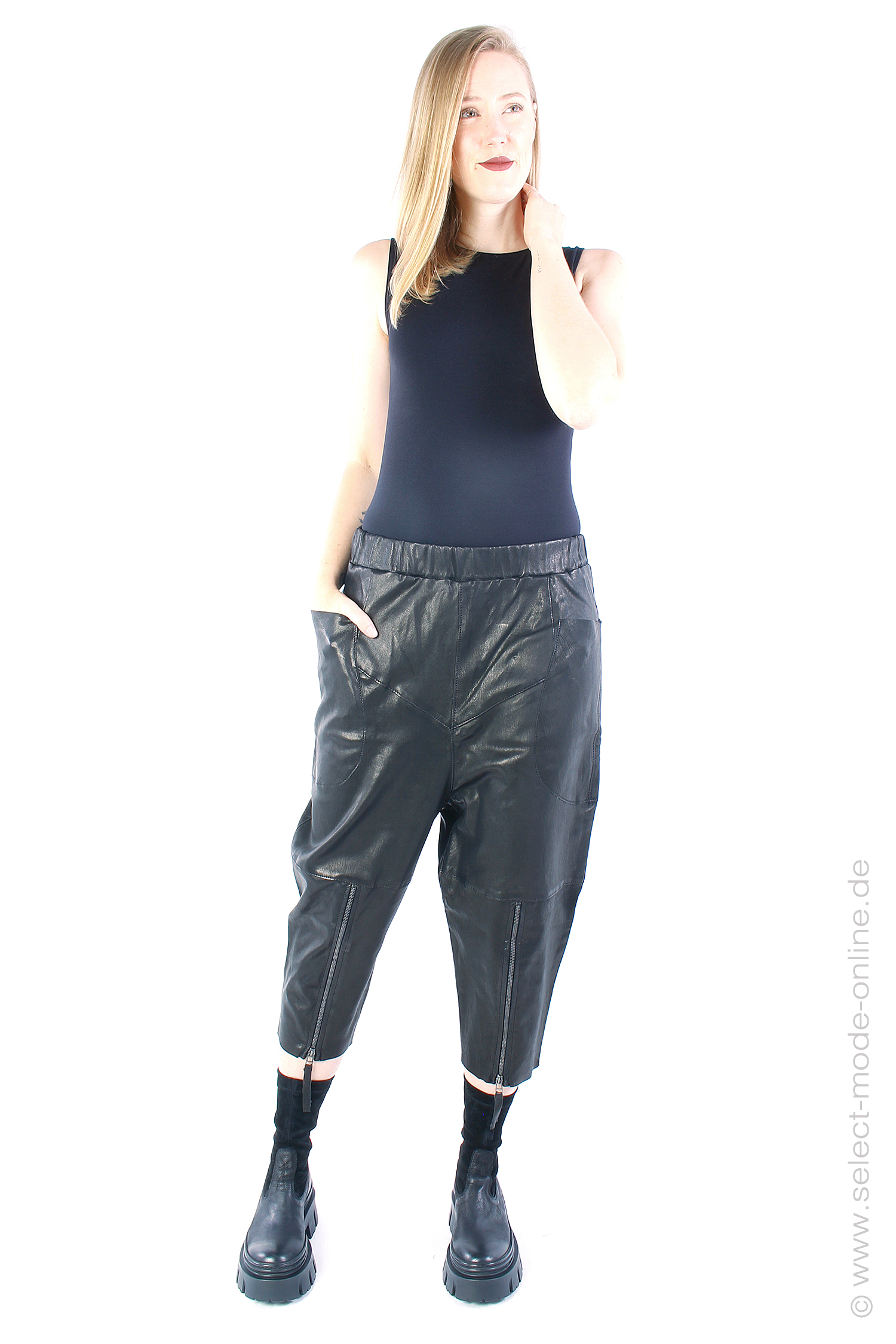 Stetch leather pants - black - SA-Noemi