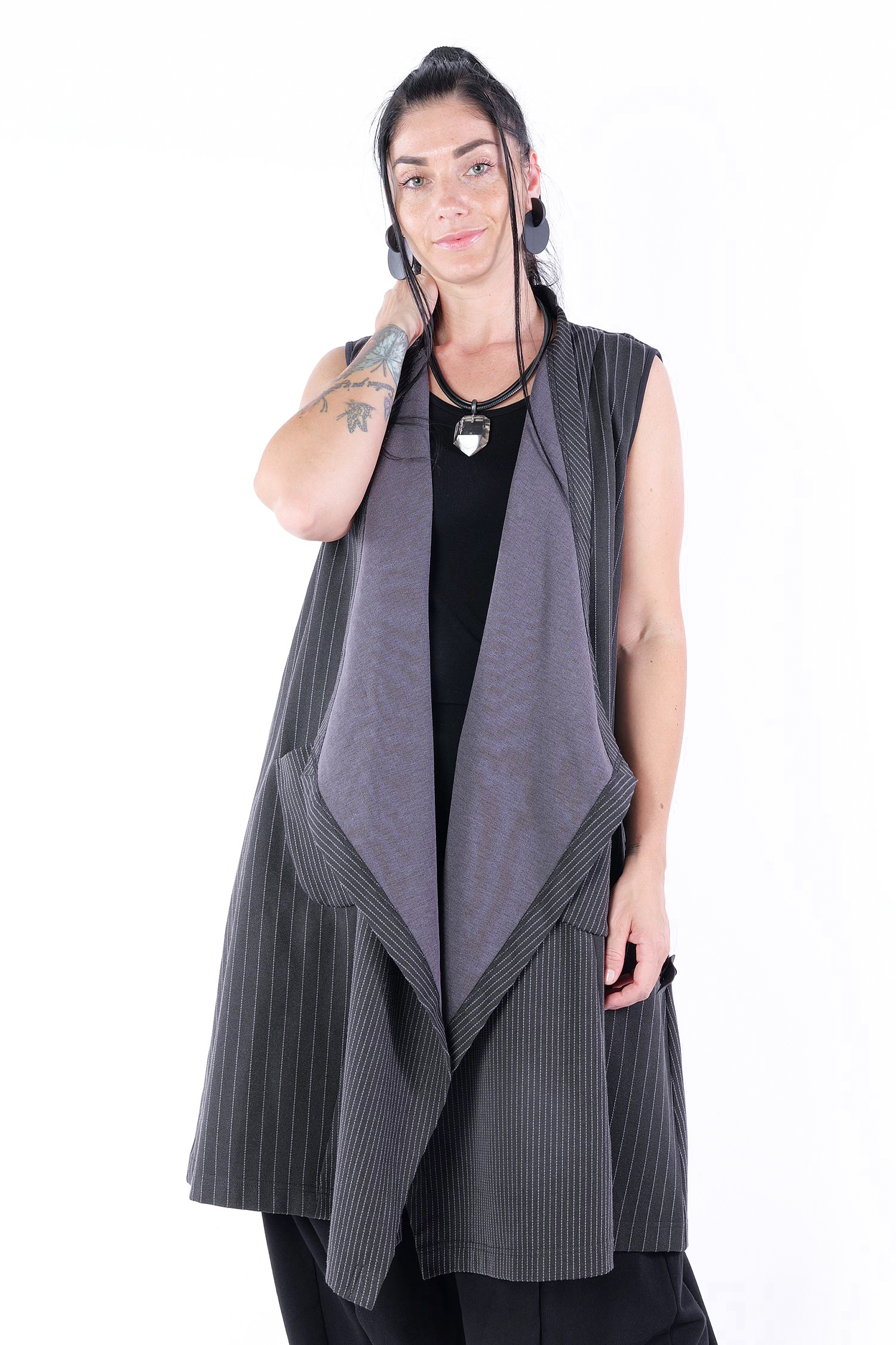 Asymmetrische Weste - Stripes - Y2139-Y