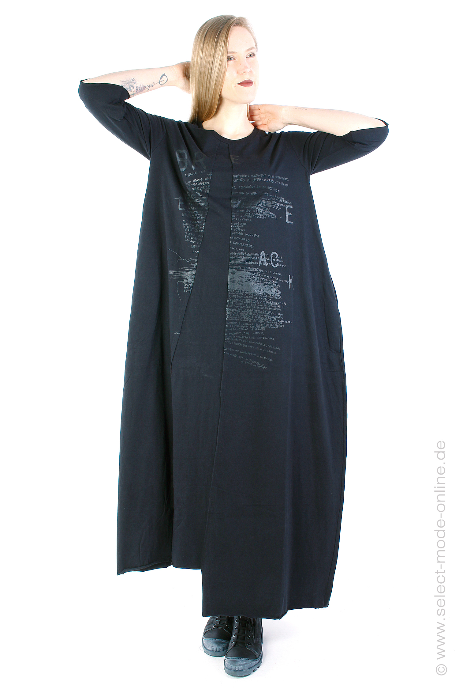 Long jersey dress - Black - MEA