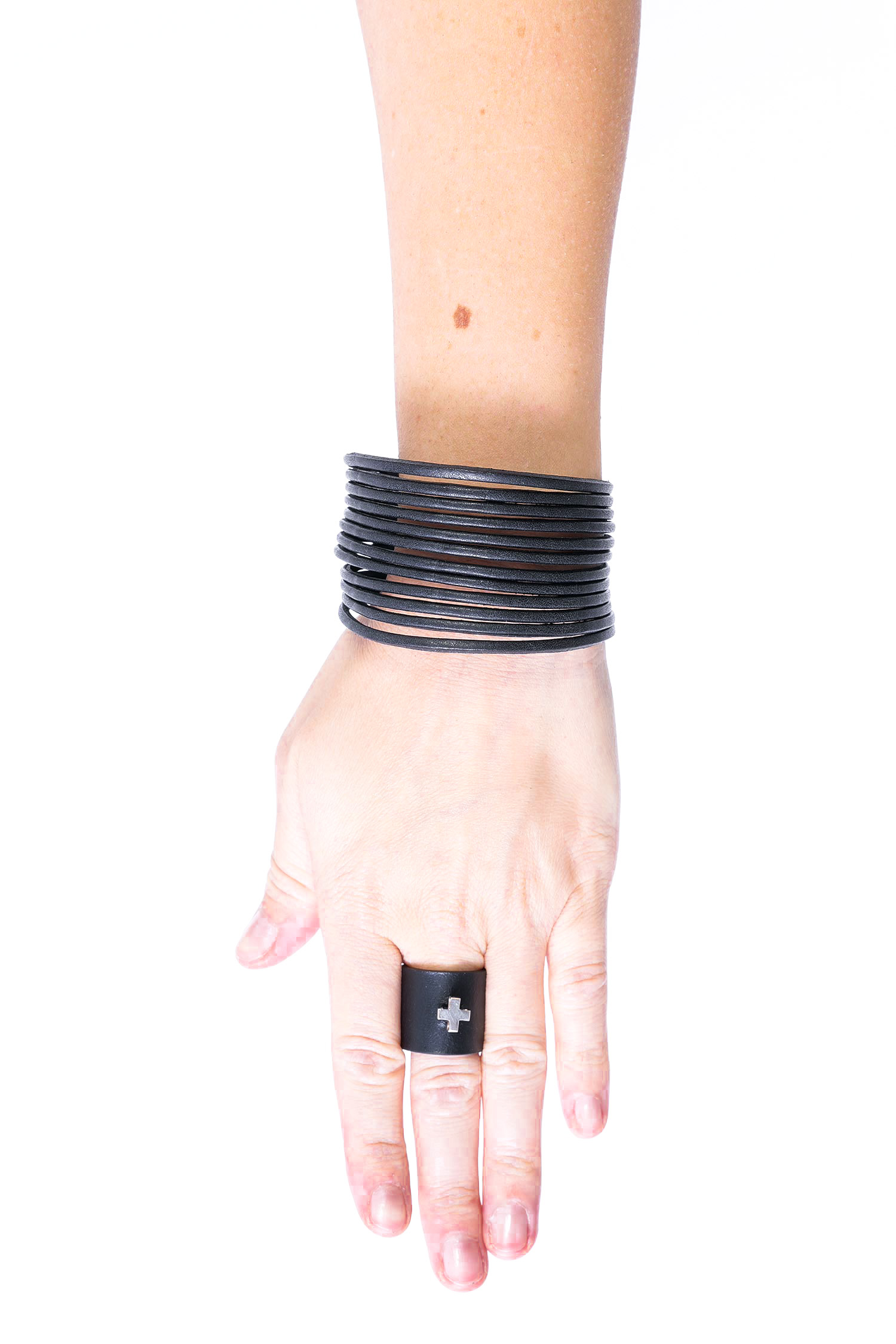 Leder Armband - Bracelet S - schwarz