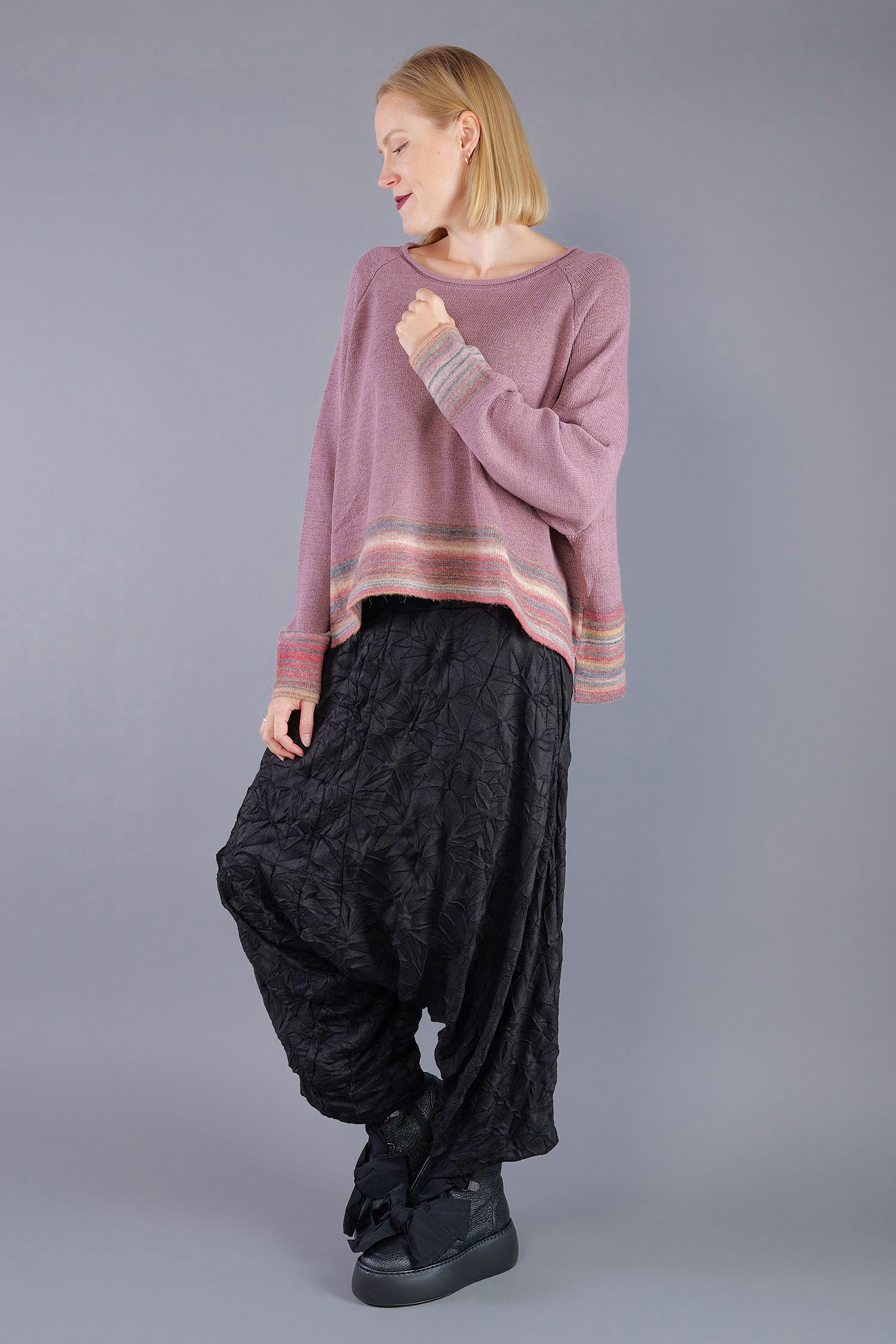 Oversized knitted pullover - Crystal stripe - 2263720703