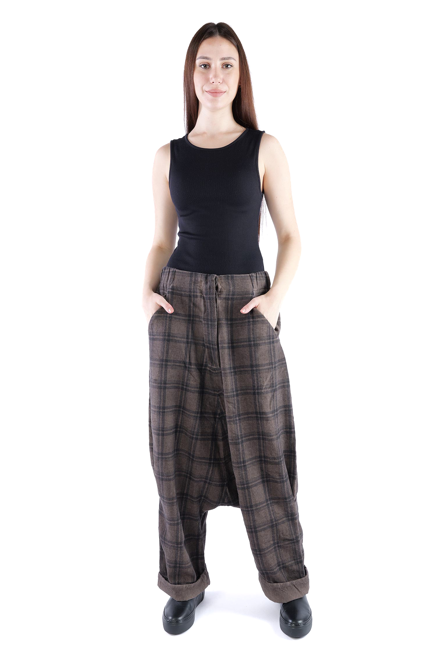 Flanell Hose - Truffle old dye check - Glano