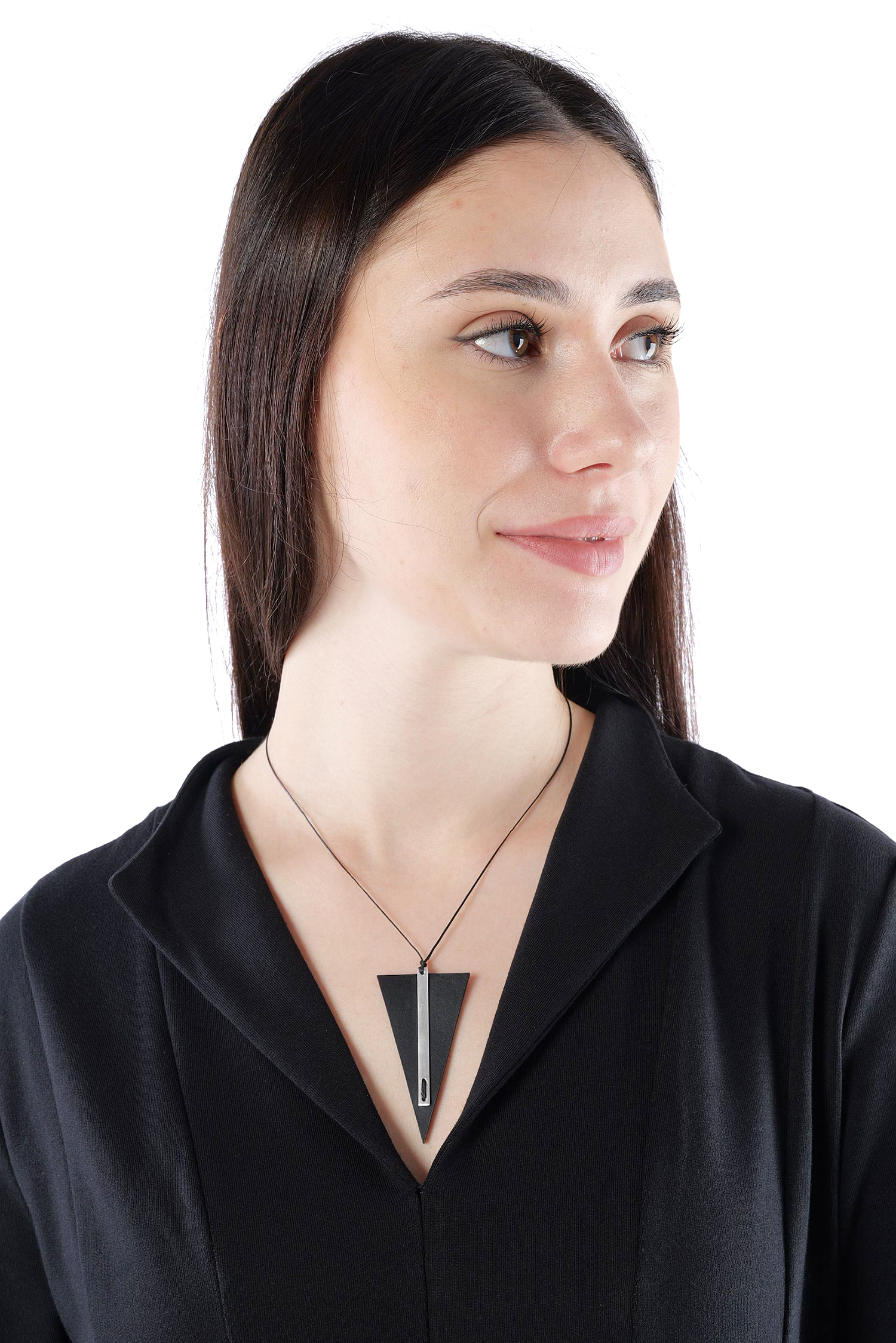 Dreiecks-Halskette - Bar_Trngl_Mono Pendant - Schwarz / Silber
