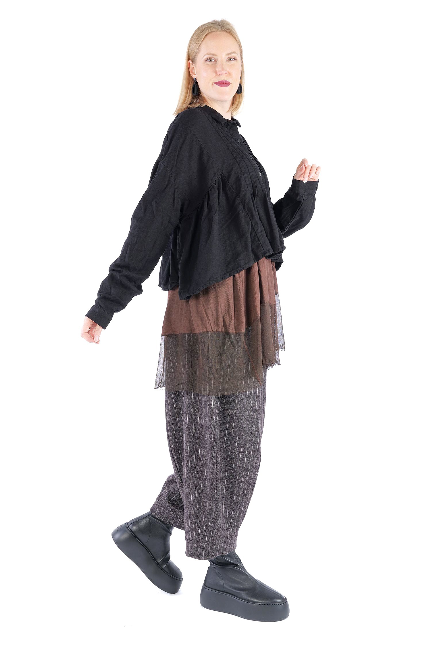 Kurze Flanelljacke - Schwarz - Innenfrei