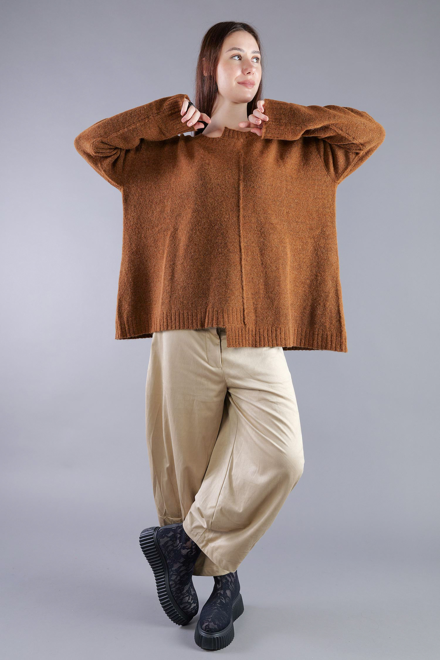 Strickpullover - Bronze melange - 2263310701