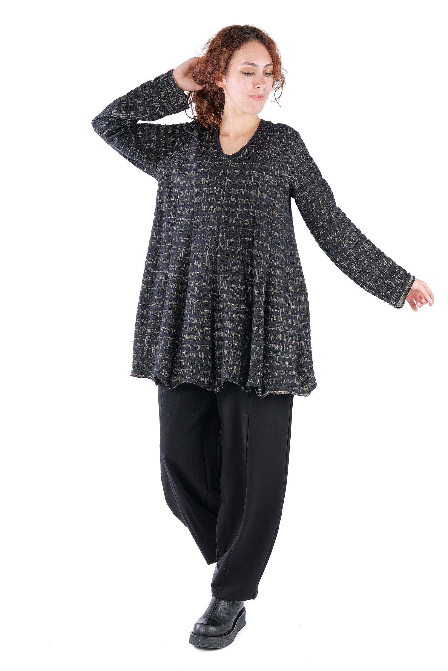 Stricktunika - Black melange - X9076-X