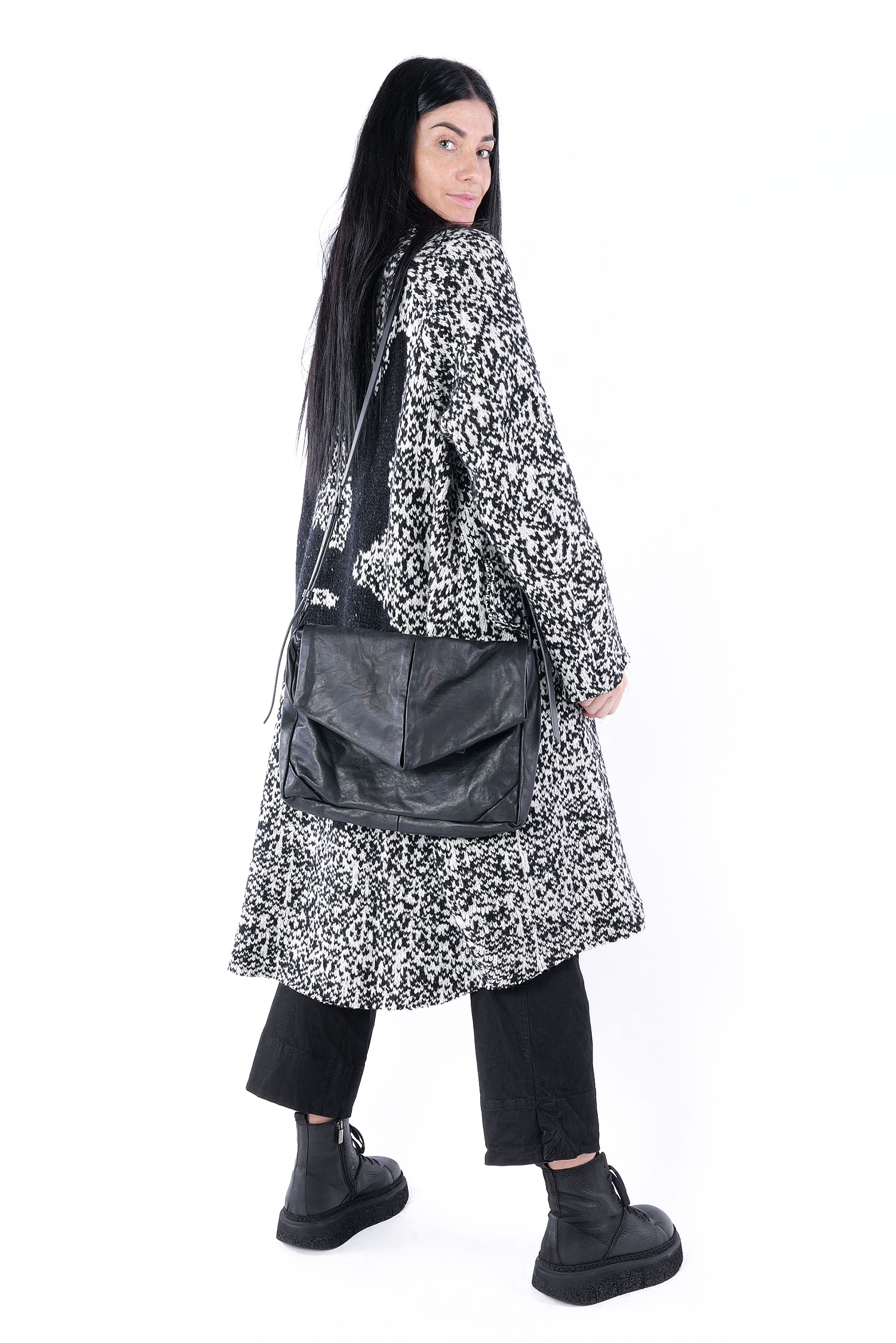 Leder Umhängetasche - Schwarz - 2252482507