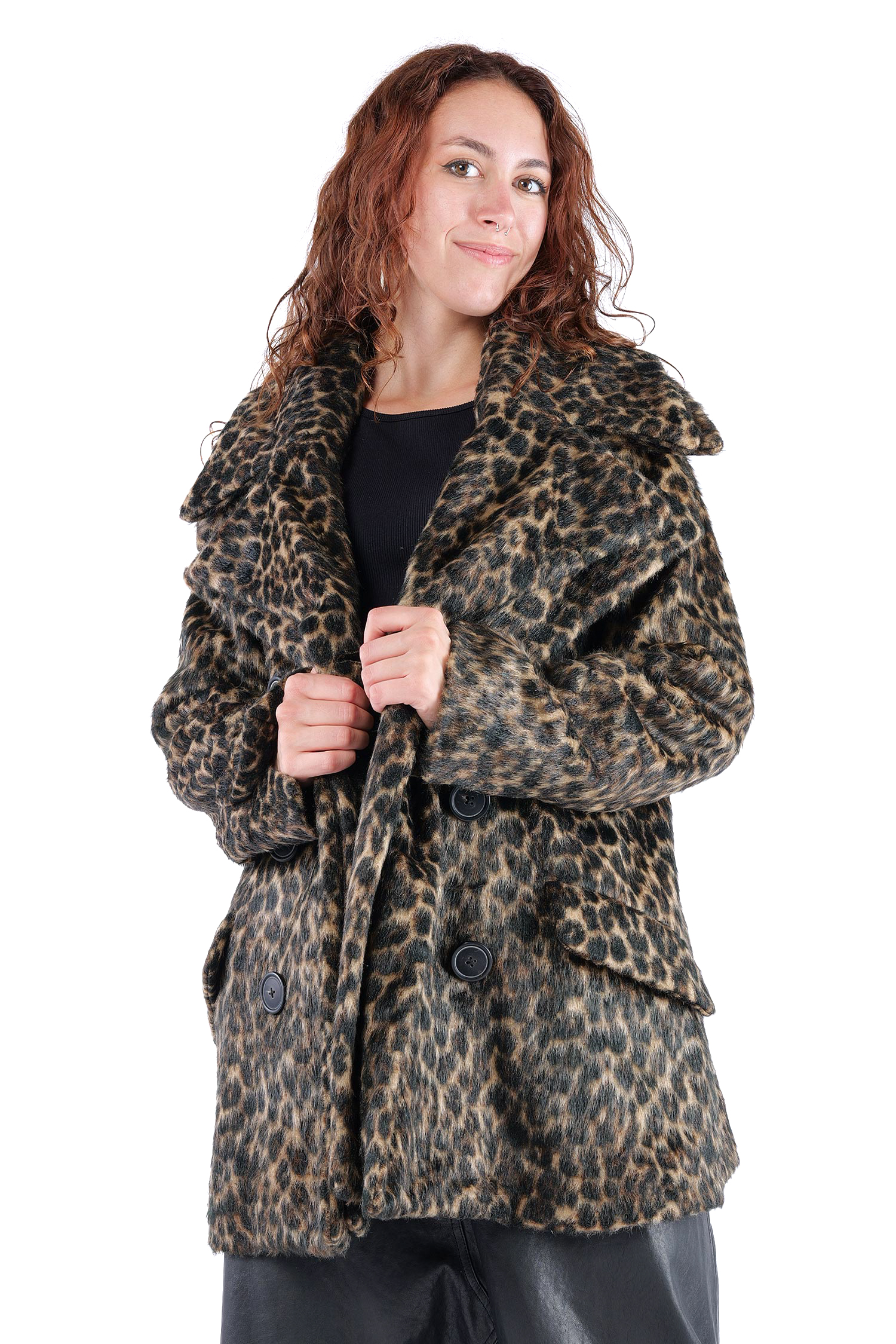 Oversized leopard fur jacket - Leo jacquard - 2261191102