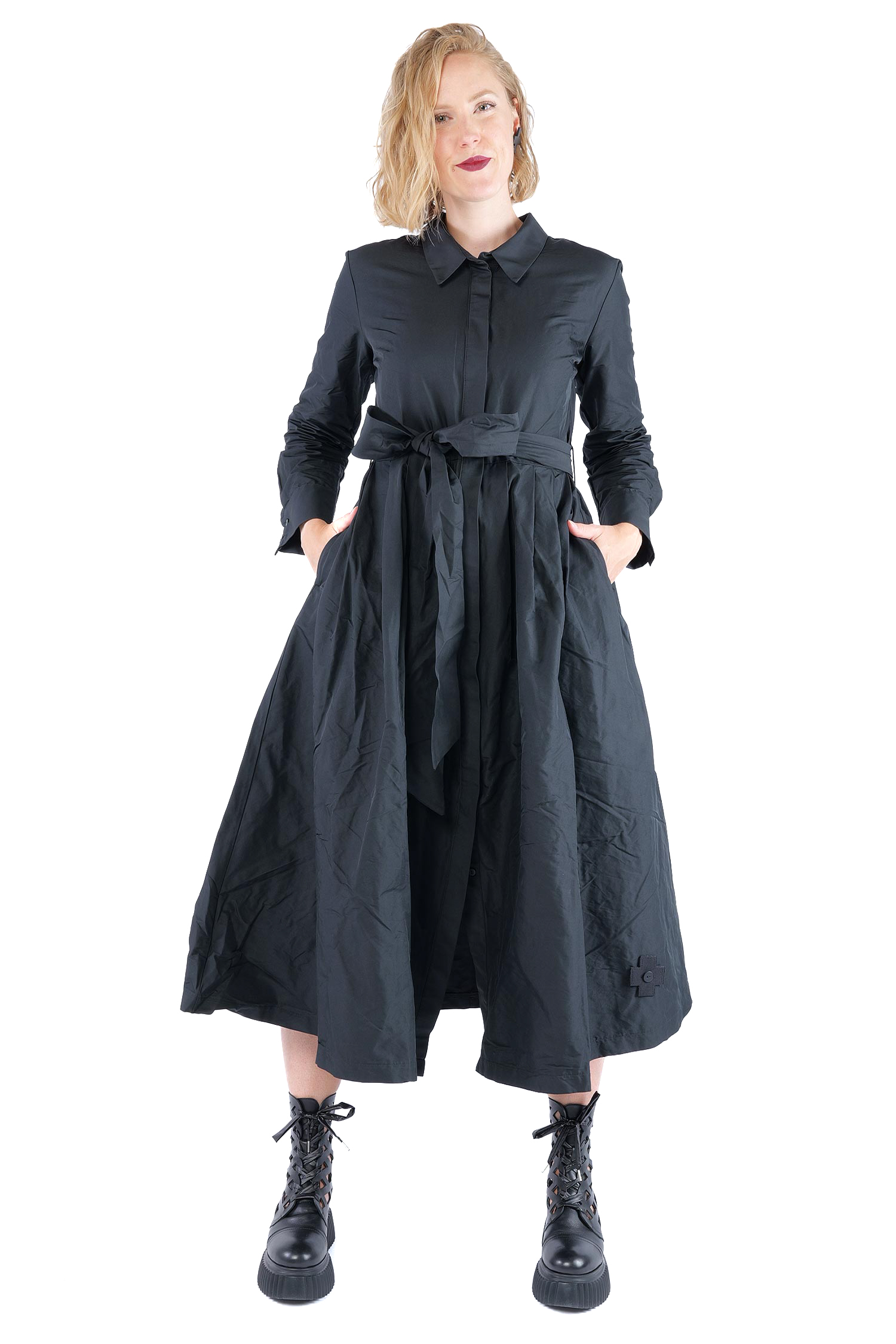 Taft Mantel-Kleid - Schwarz - 1162