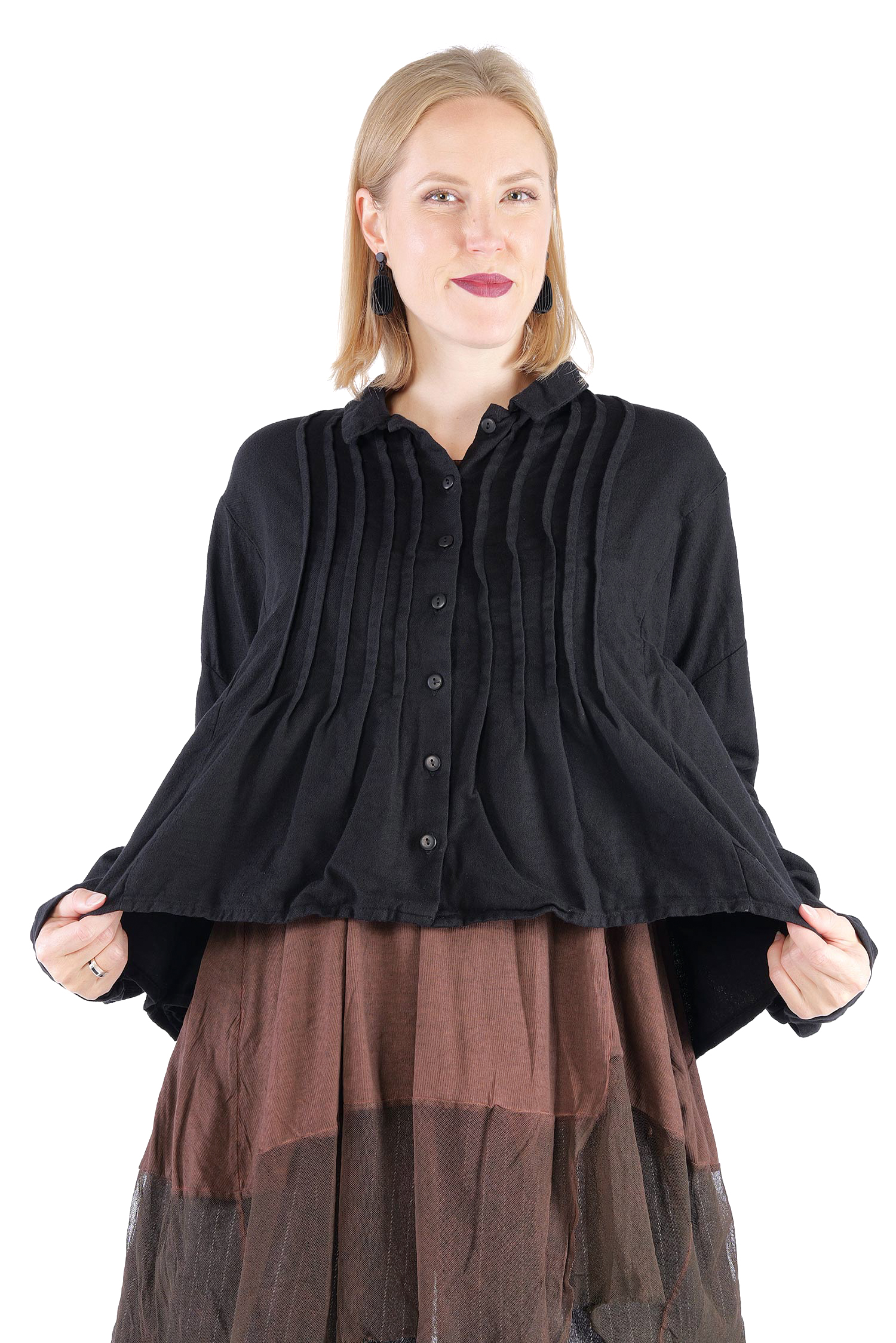 Kurze Flanelljacke - Schwarz - Innenfrei