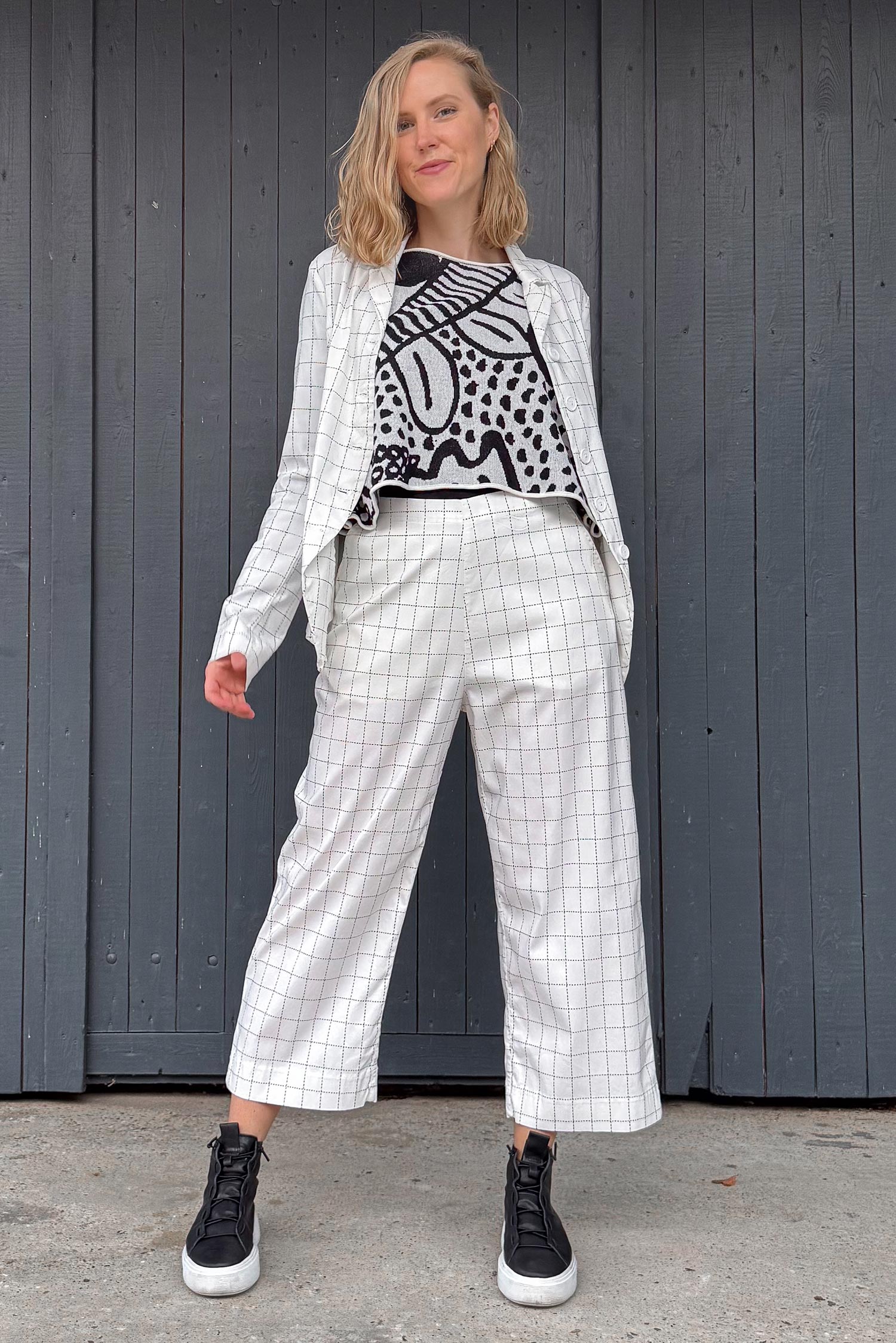 Stretch Culotte - Offwhite check - 1263440103