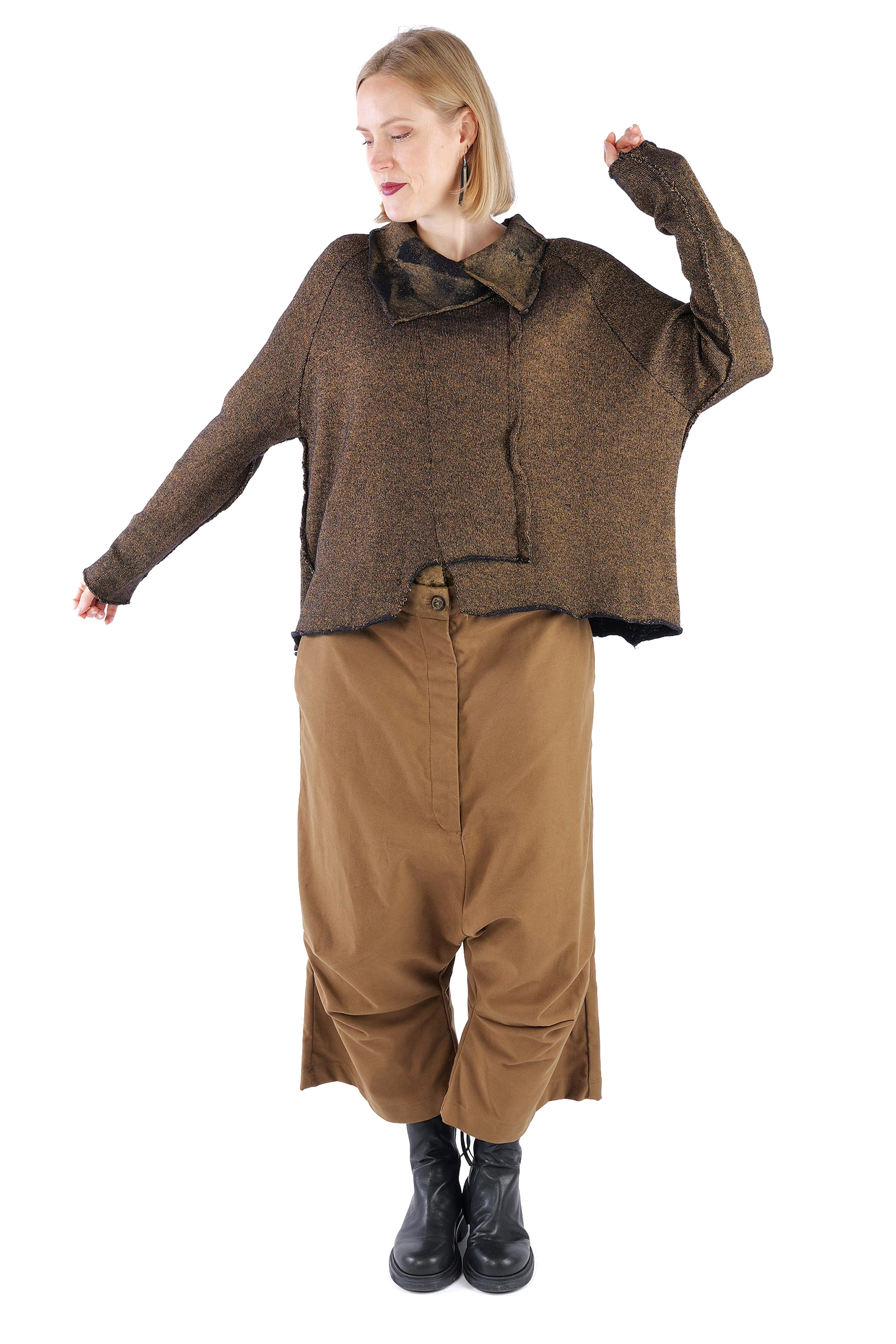 Oversize Wollpullover - Black gold - 2261680703