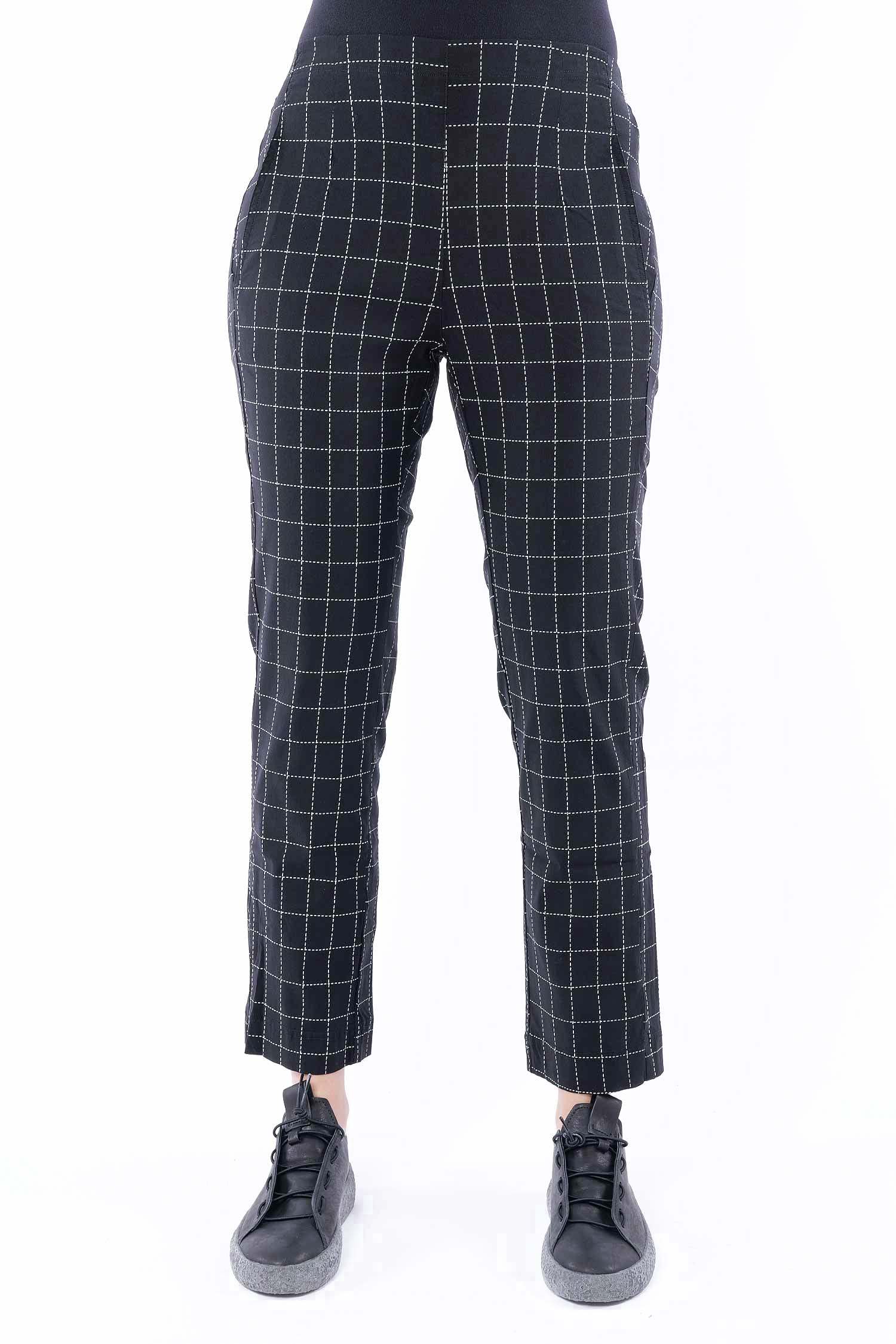 Casual stretch pants - Black check - 1263440104