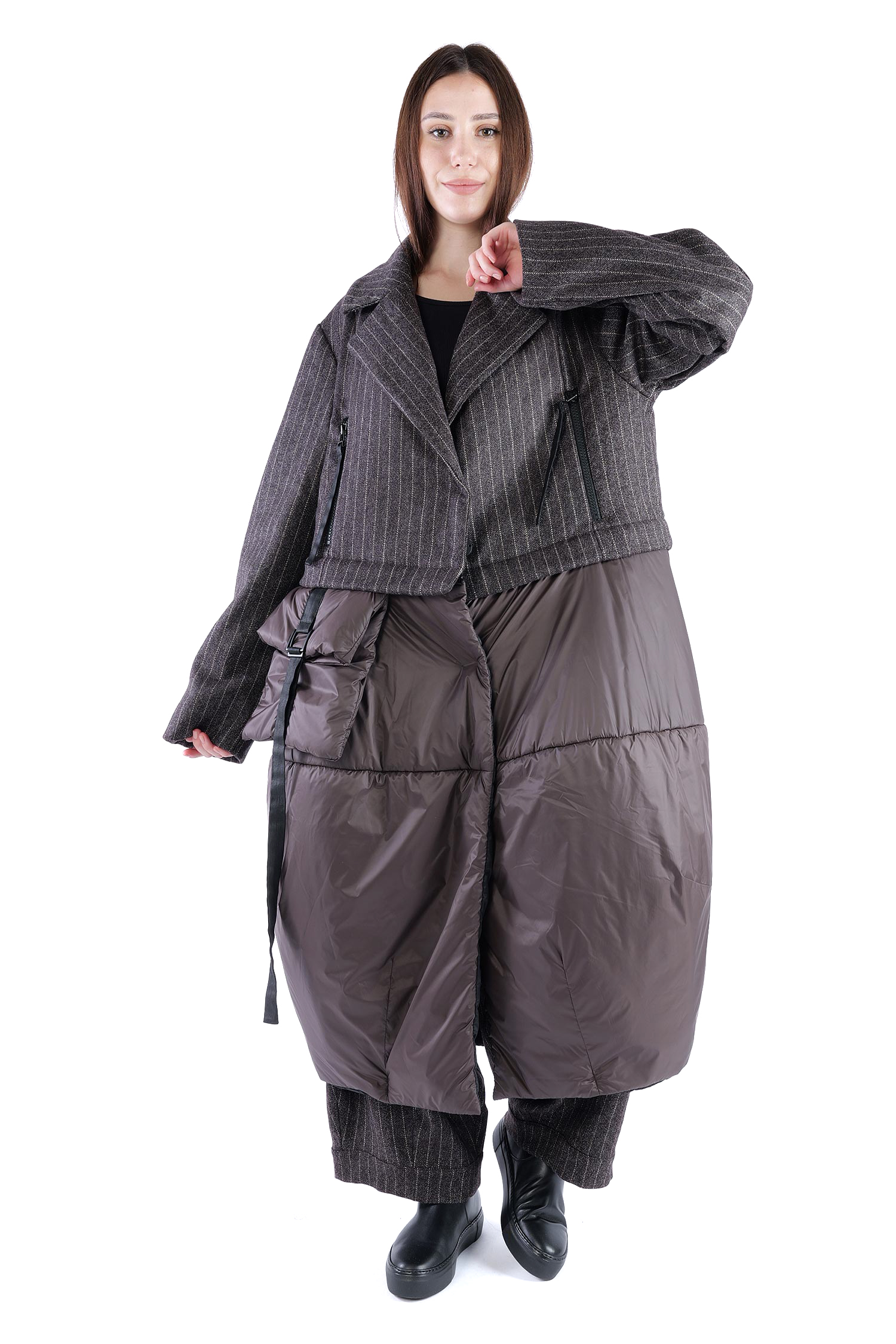 2-in-1 Wintermantel - Truffle striped woven/chocolate - Formers